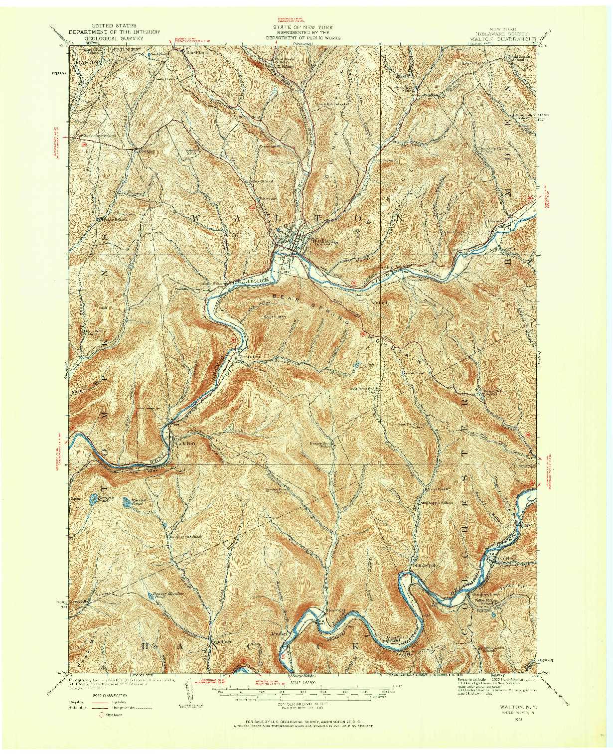 USGS 1:62500-SCALE QUADRANGLE FOR WALTON, NY 1923