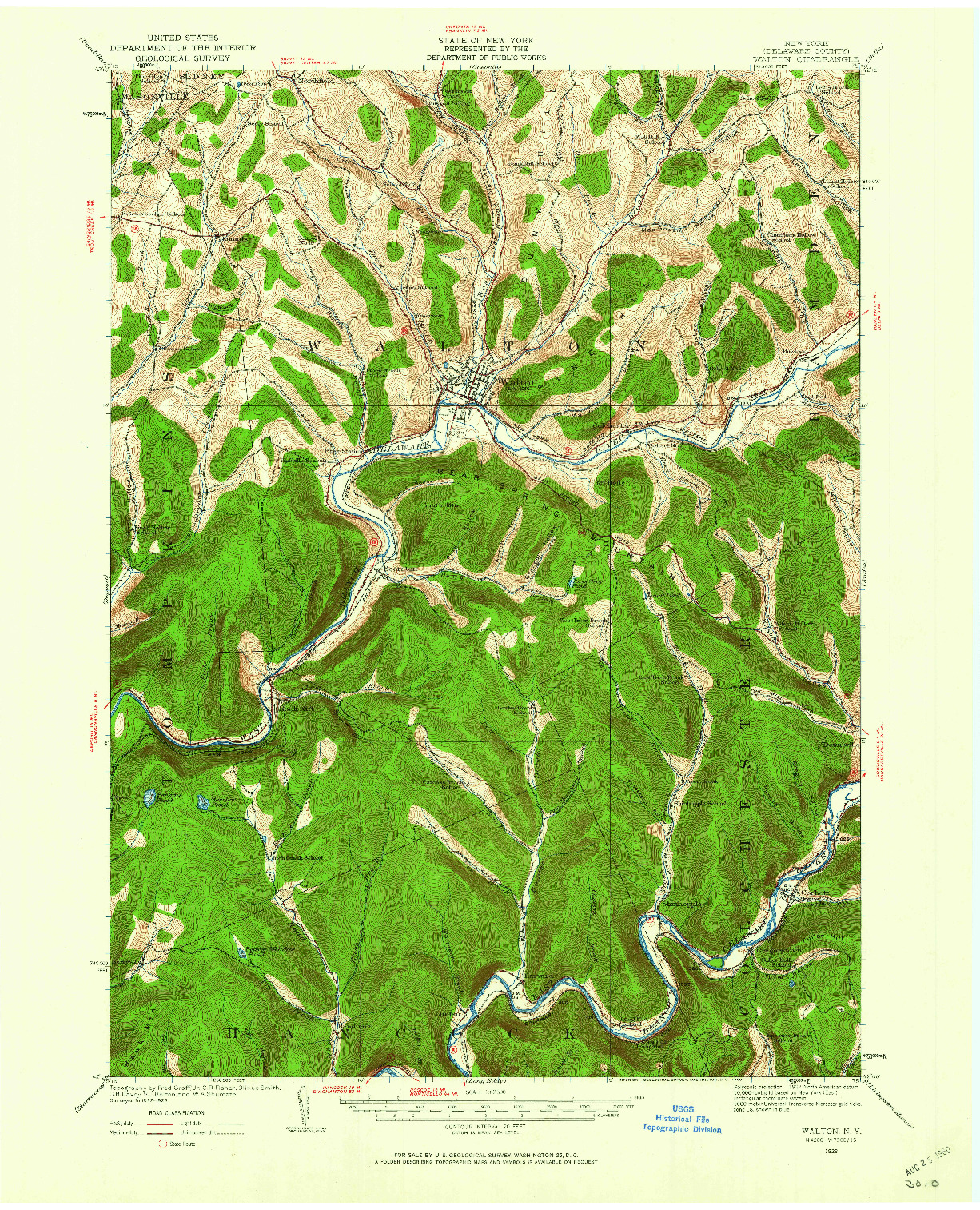 USGS 1:62500-SCALE QUADRANGLE FOR WALTON, NY 1923