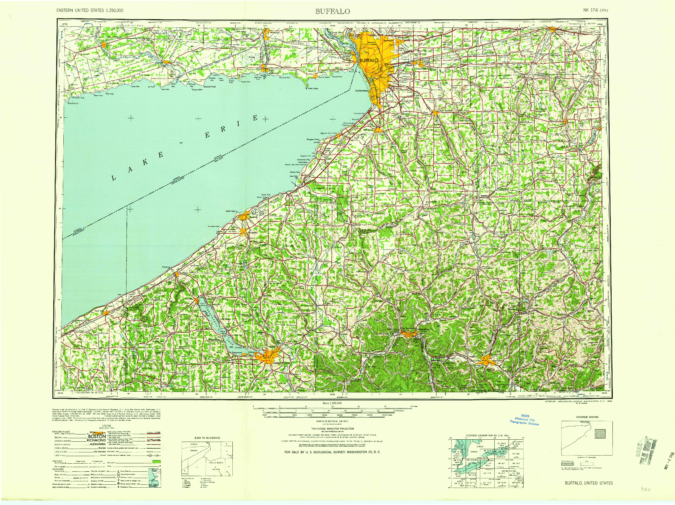 USGS 1:250000-SCALE QUADRANGLE FOR BUFFALO, NY 1960