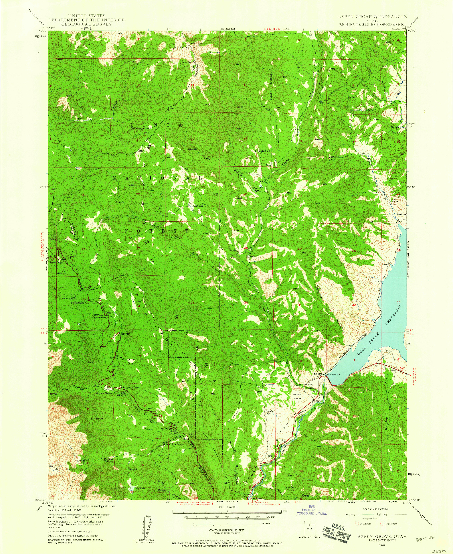 USGS 1:24000-SCALE QUADRANGLE FOR ASPEN GROVE, UT 1948