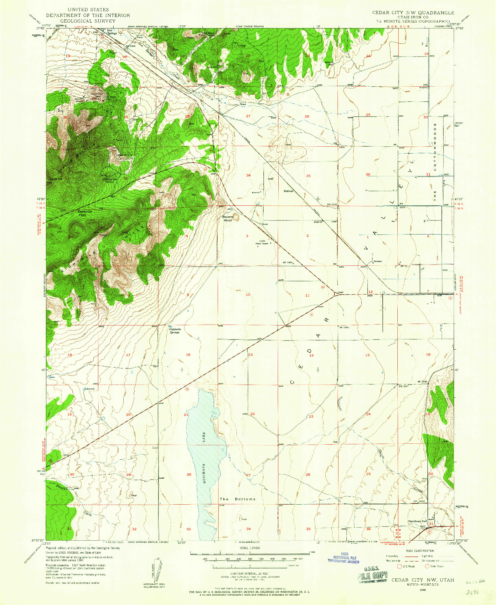 USGS 1:24000-SCALE QUADRANGLE FOR CEDAR CITY NW, UT 1949