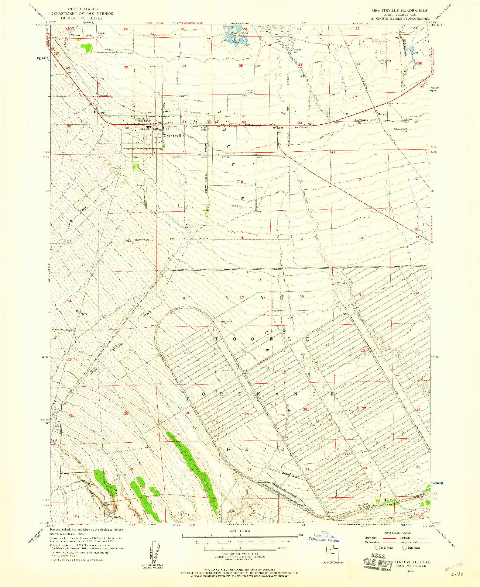 USGS 1:24000-SCALE QUADRANGLE FOR GRANTSVILLE, UT 1955