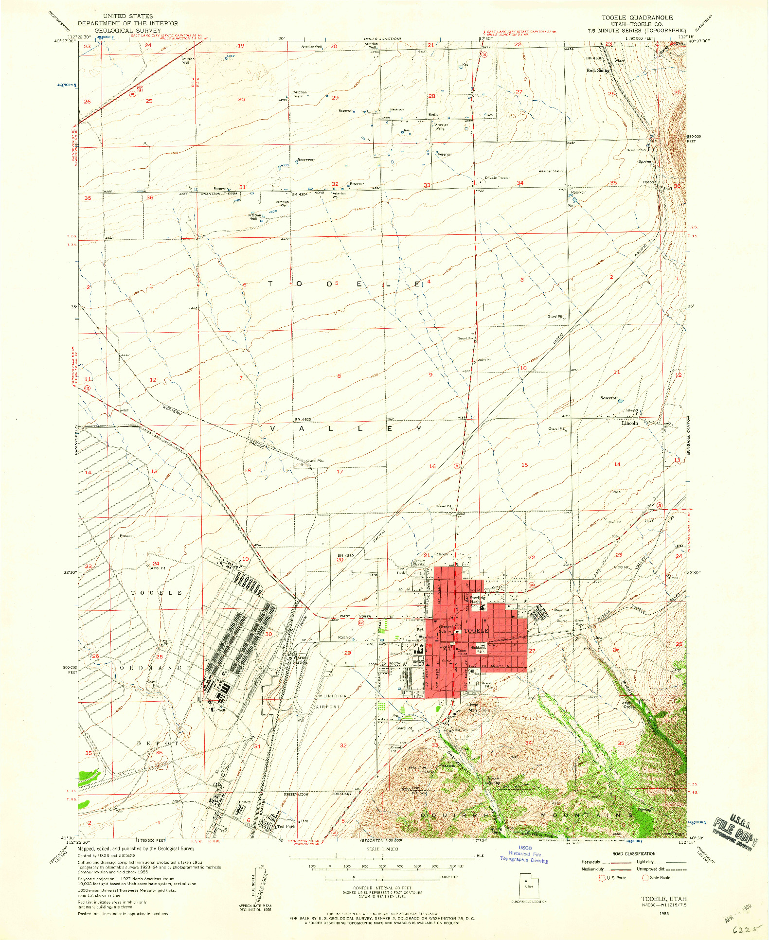 USGS 1:24000-SCALE QUADRANGLE FOR TOOELE, UT 1955