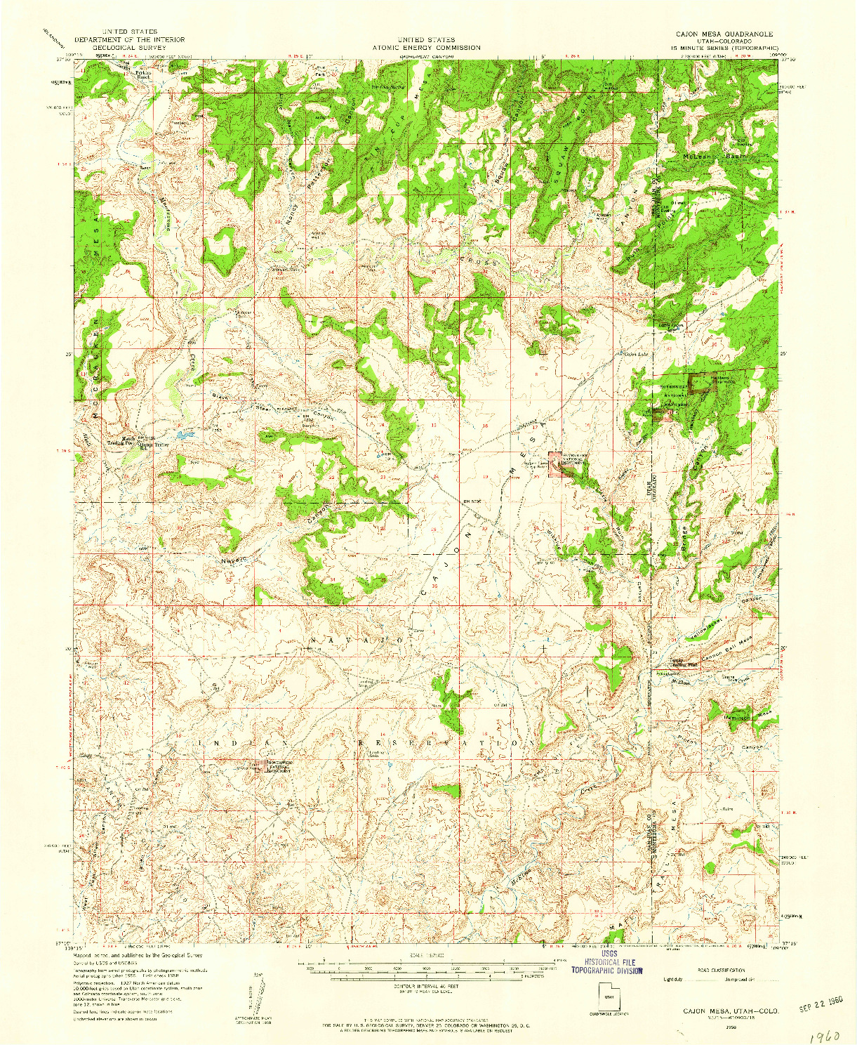 USGS 1:62500-SCALE QUADRANGLE FOR CAJON MESA, UT 1958