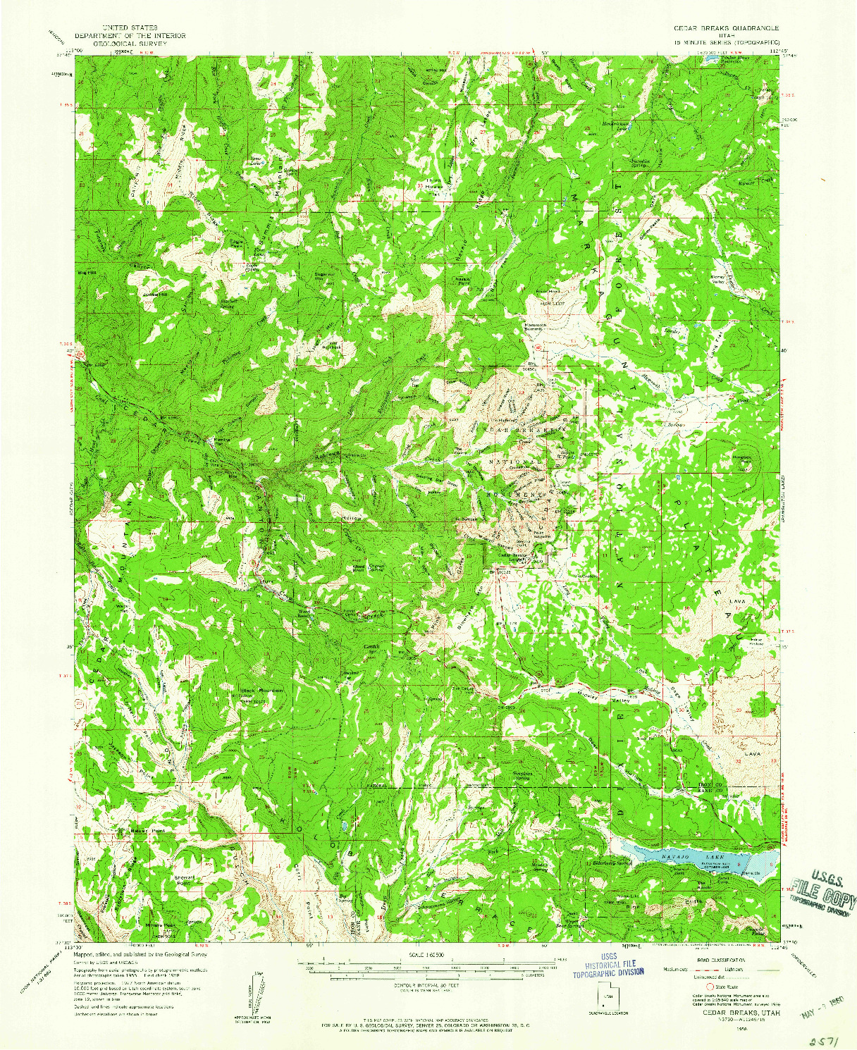 USGS 1:62500-SCALE QUADRANGLE FOR CEDAR BREAKS, UT 1958