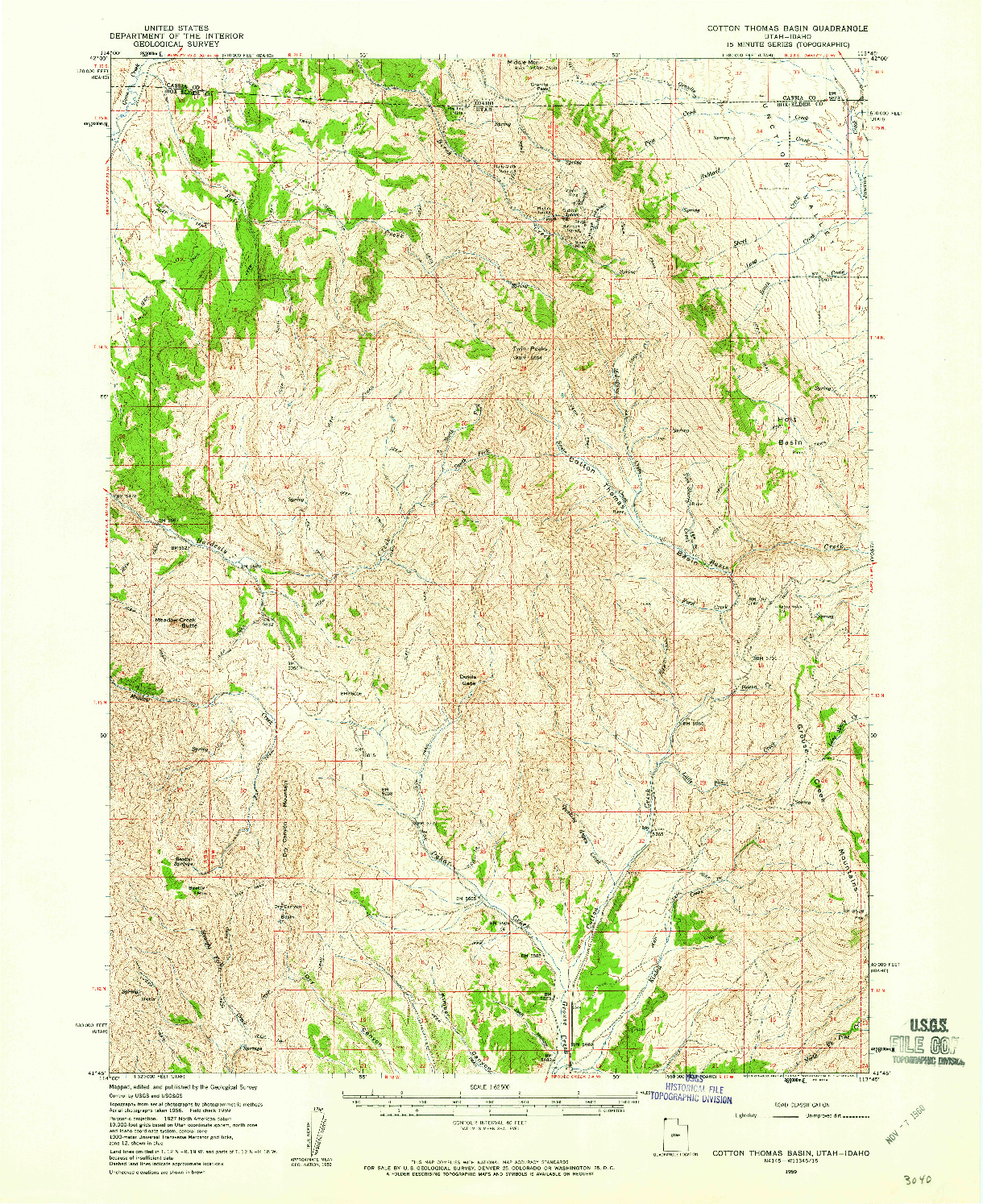 USGS 1:62500-SCALE QUADRANGLE FOR COTTON THOMAS BASIN, UT 1959