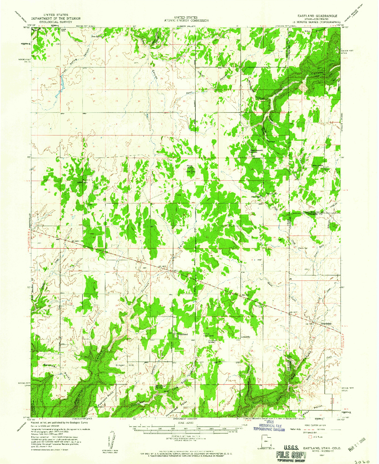 USGS 1:62500-SCALE QUADRANGLE FOR EASTLAND, UT 1957