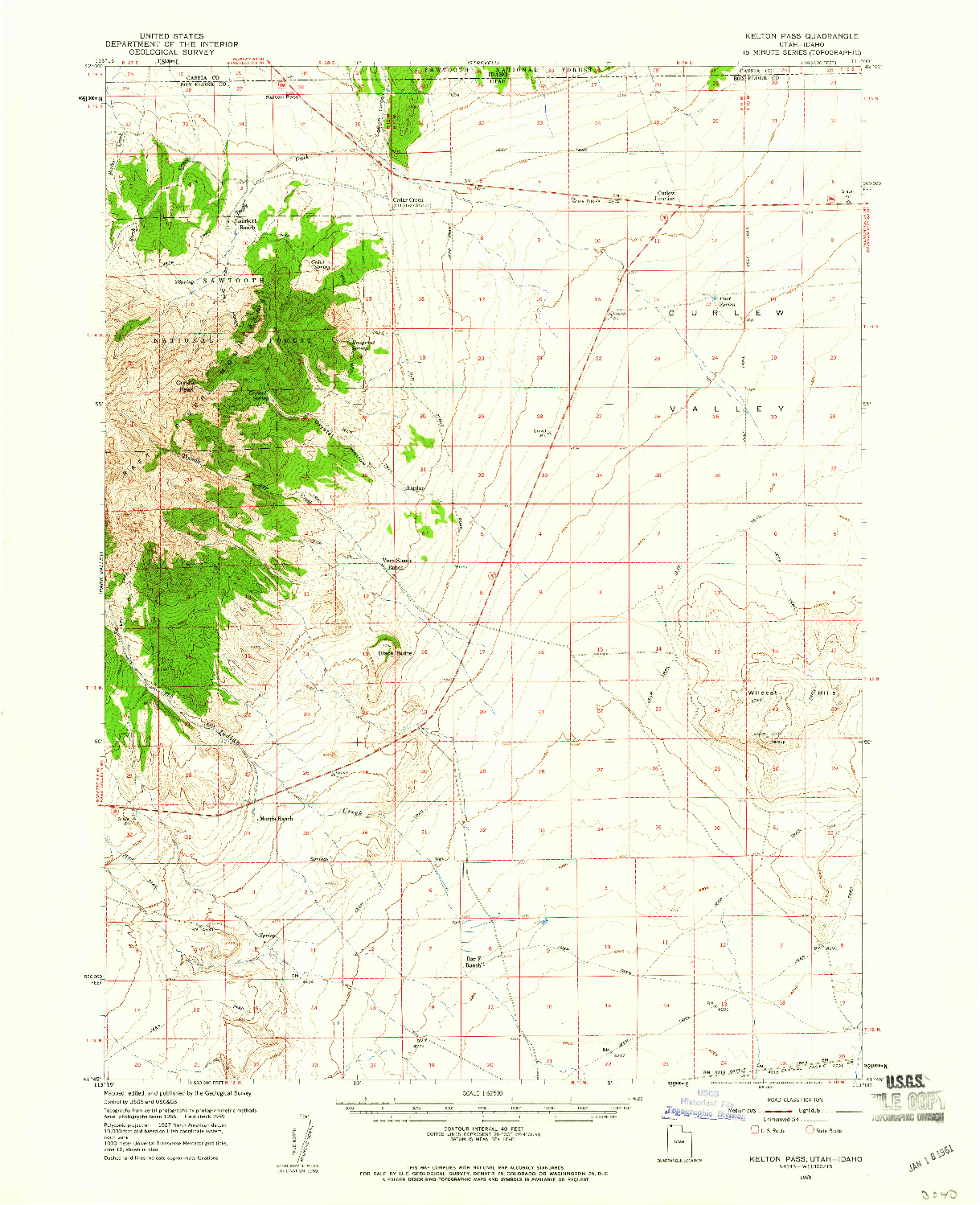 USGS 1:62500-SCALE QUADRANGLE FOR KELTON PASS, UT 1959