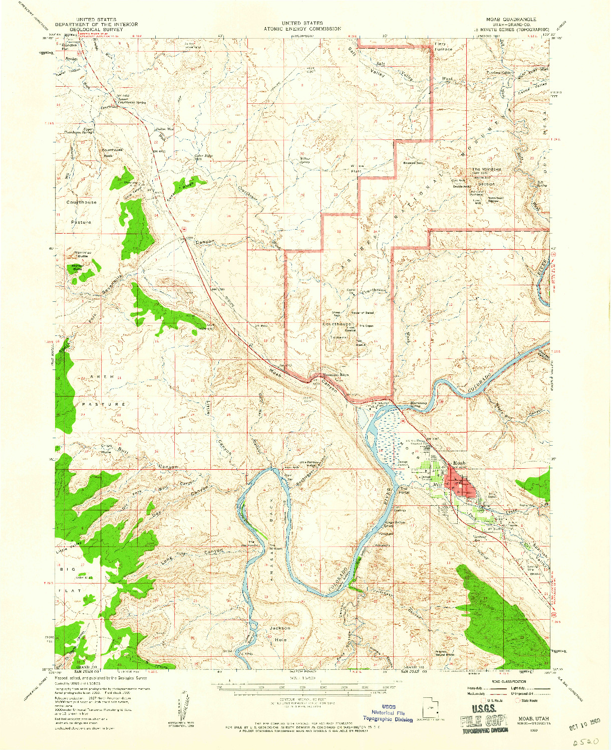 USGS 1:62500-SCALE QUADRANGLE FOR MOAB, UT 1959