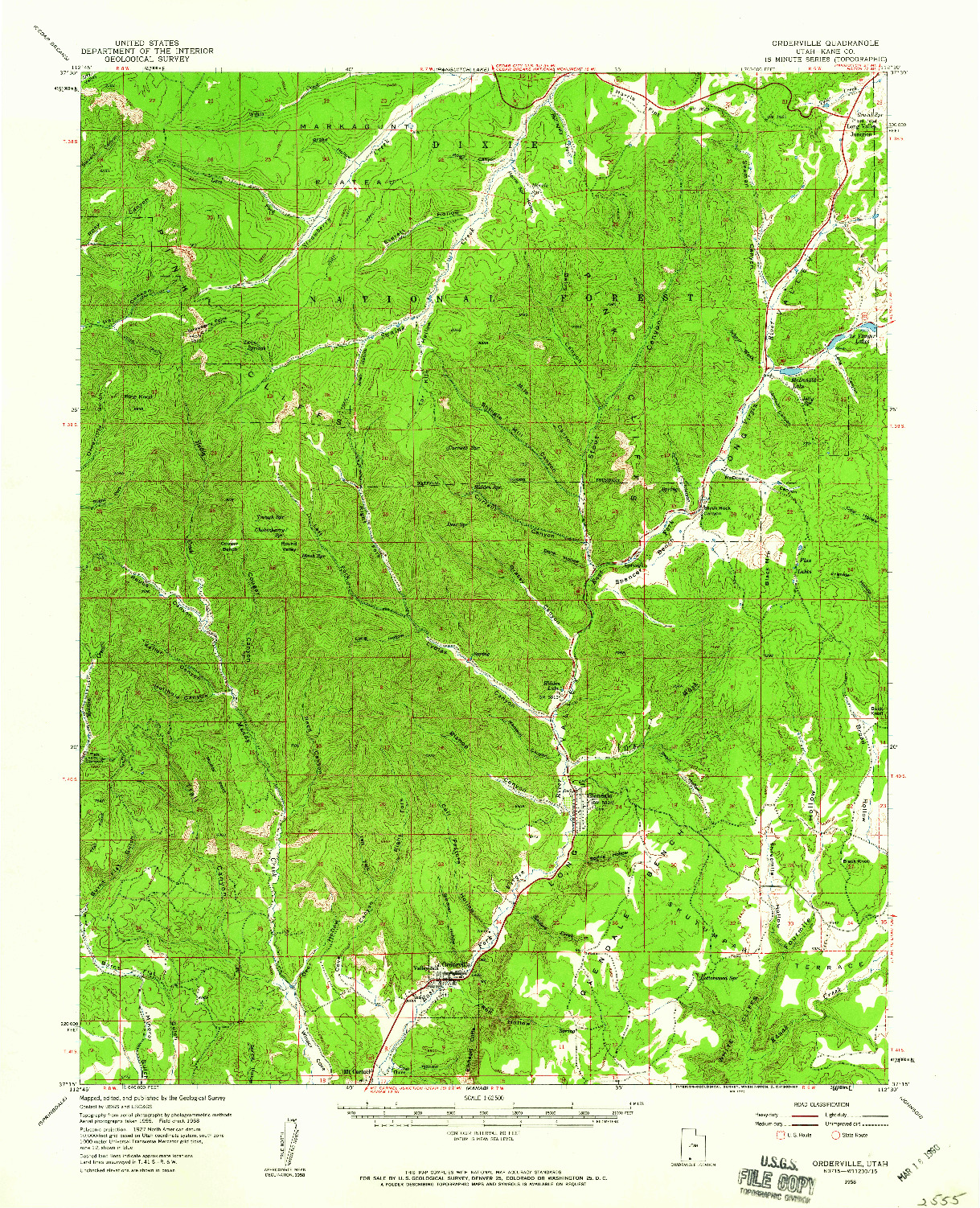 USGS 1:62500-SCALE QUADRANGLE FOR ORDERVILLE, UT 1958