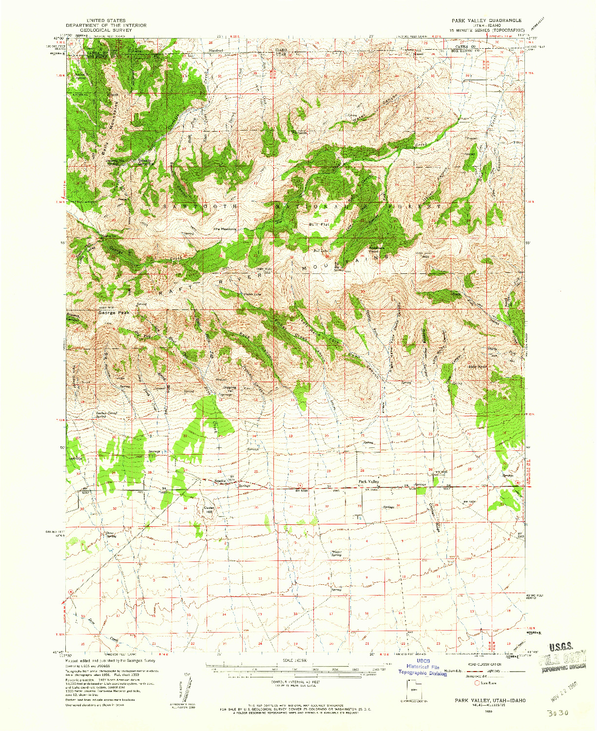 USGS 1:62500-SCALE QUADRANGLE FOR PARK VALLEY, UT 1959