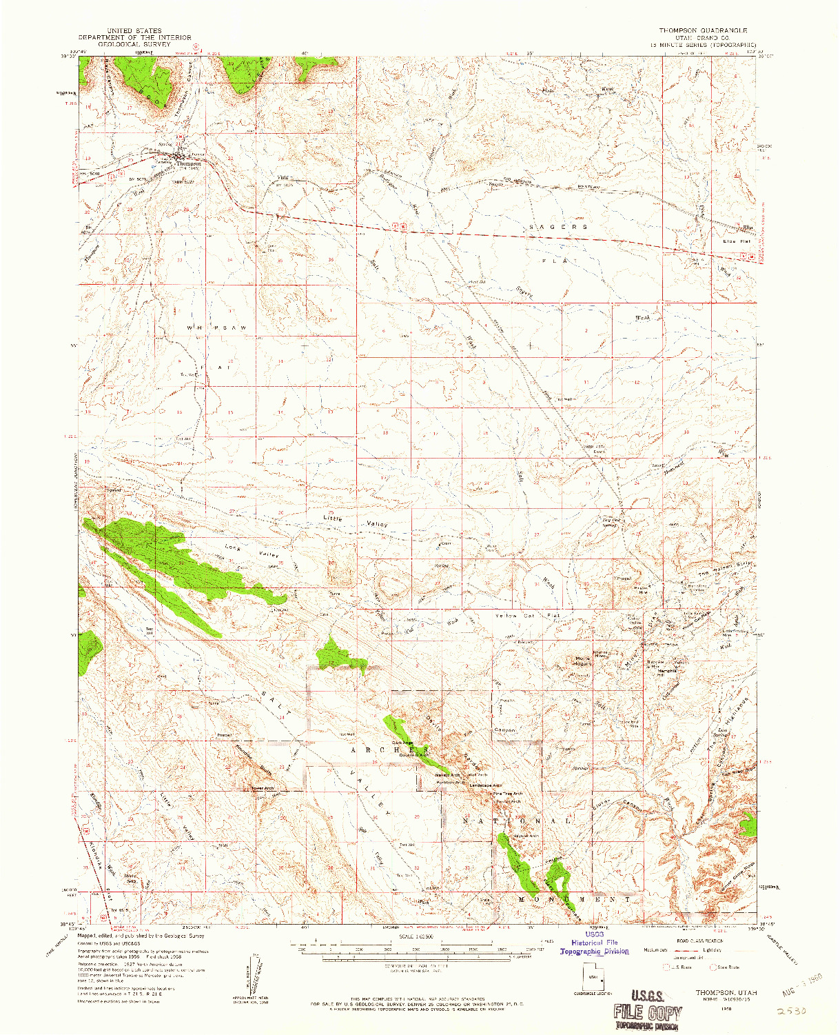 USGS 1:62500-SCALE QUADRANGLE FOR THOMPSON, UT 1958