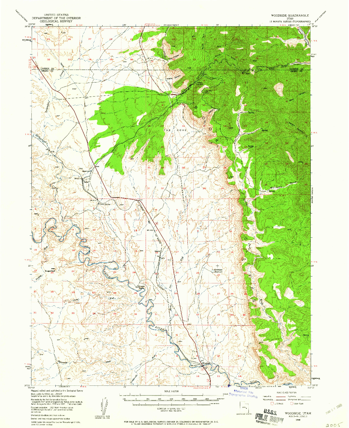 USGS 1:62500-SCALE QUADRANGLE FOR WOODSIDE, UT 1948