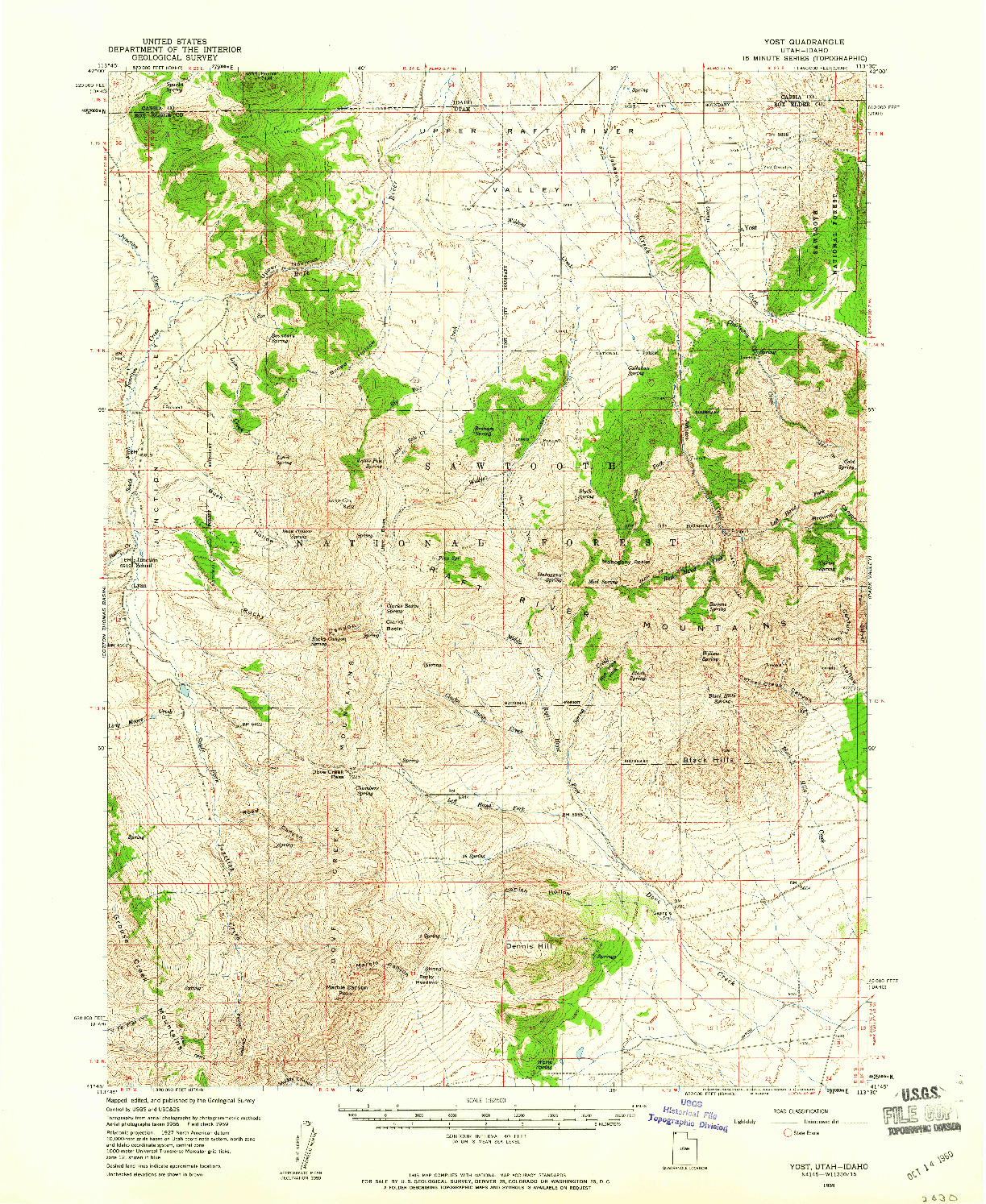 USGS 1:62500-SCALE QUADRANGLE FOR YOST, UT 1959