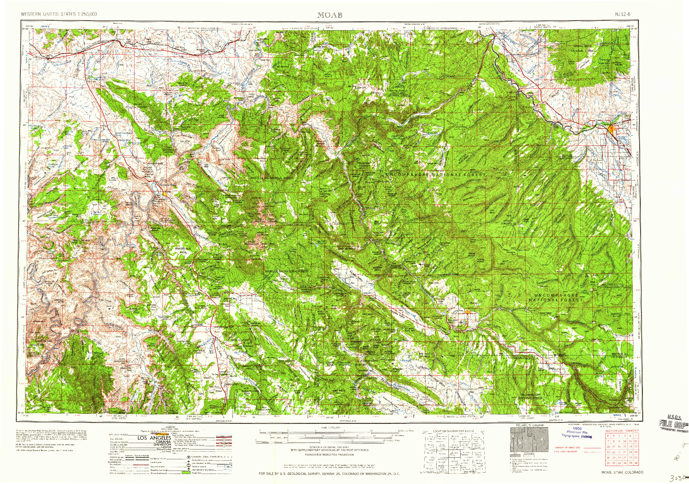 USGS 1:250000-SCALE QUADRANGLE FOR MOAB, UT 1960