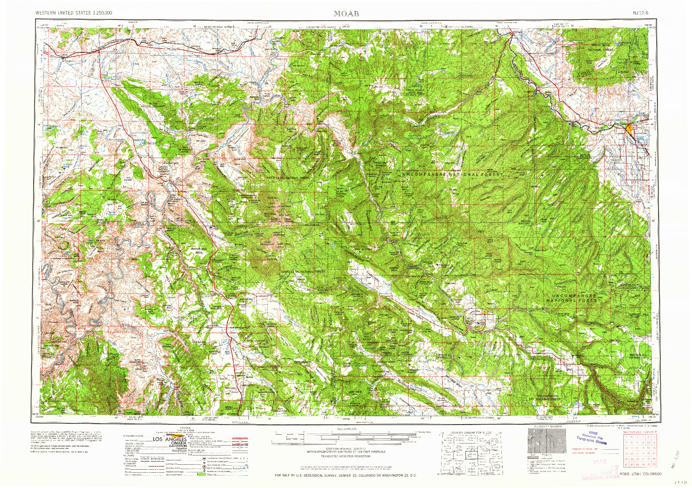 USGS 1:250000-SCALE QUADRANGLE FOR MOAB, UT 1960