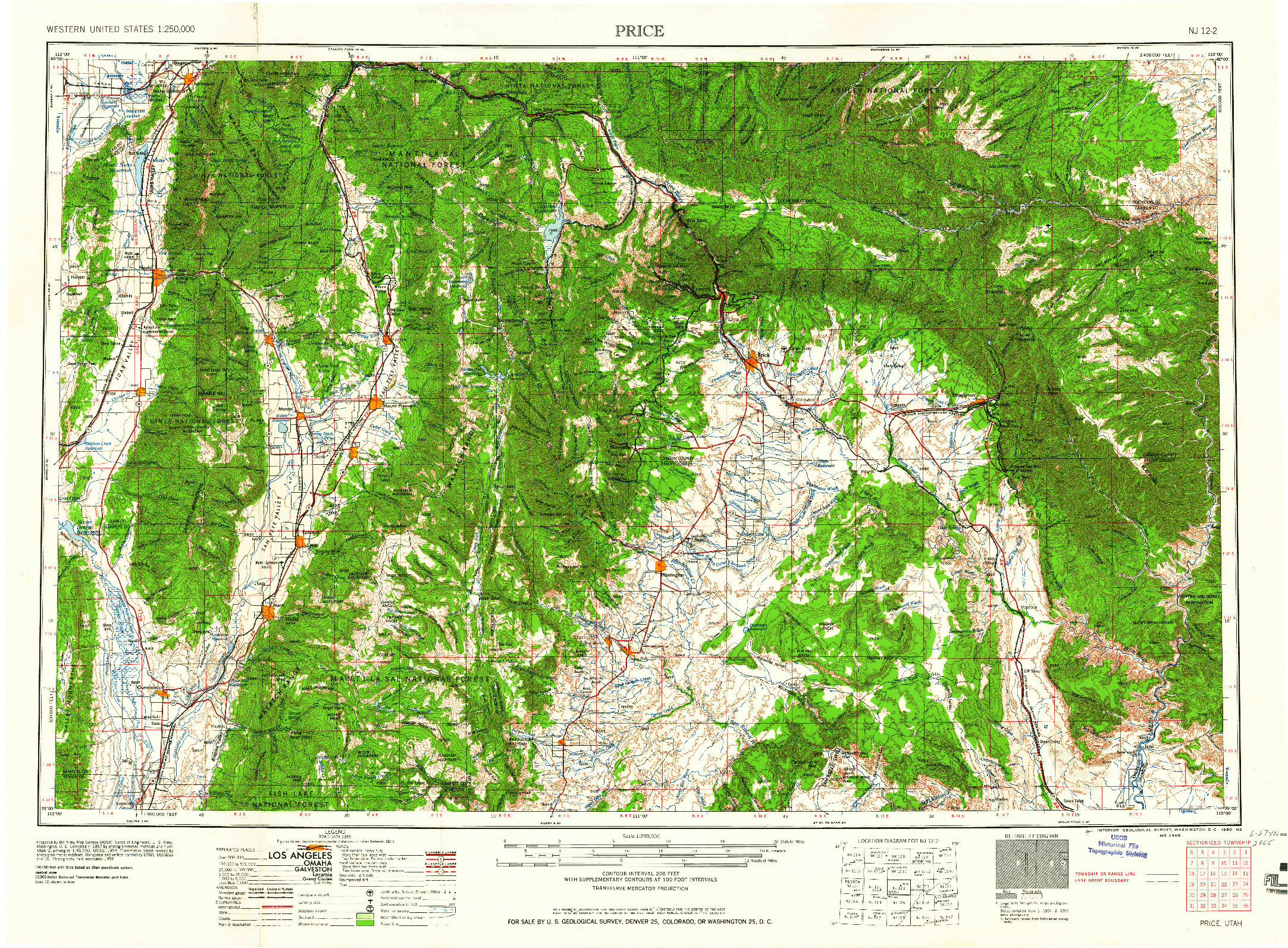 USGS 1:250000-SCALE QUADRANGLE FOR PRICE, UT 1960