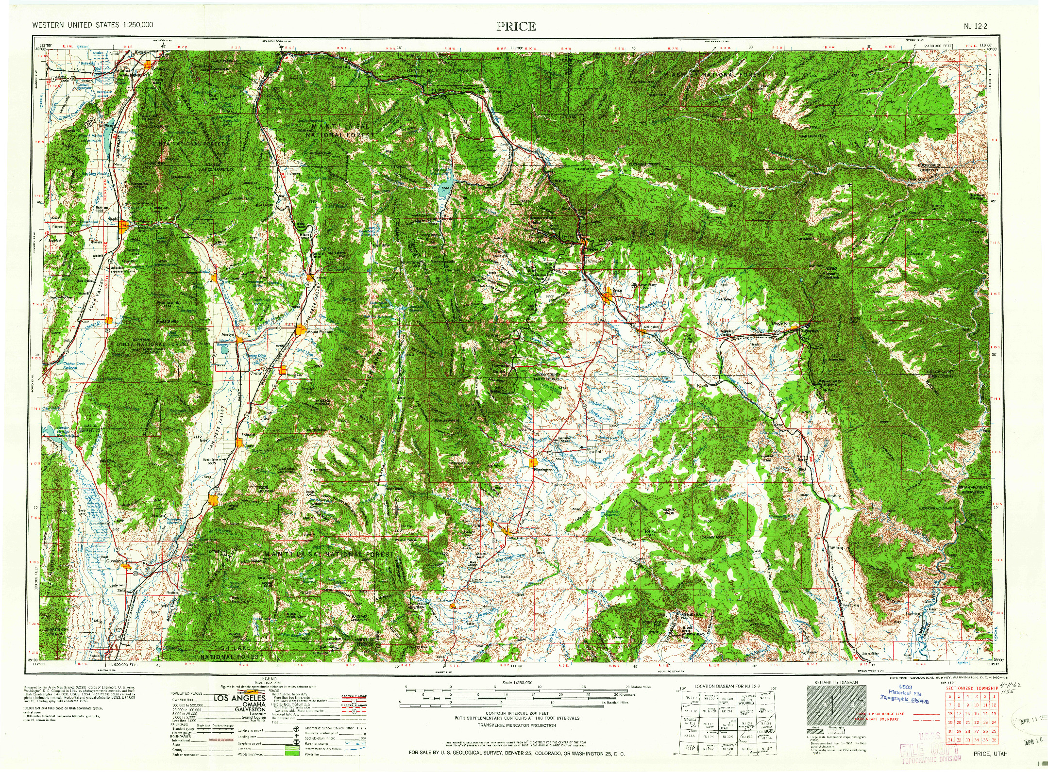 USGS 1:250000-SCALE QUADRANGLE FOR PRICE, UT 1960