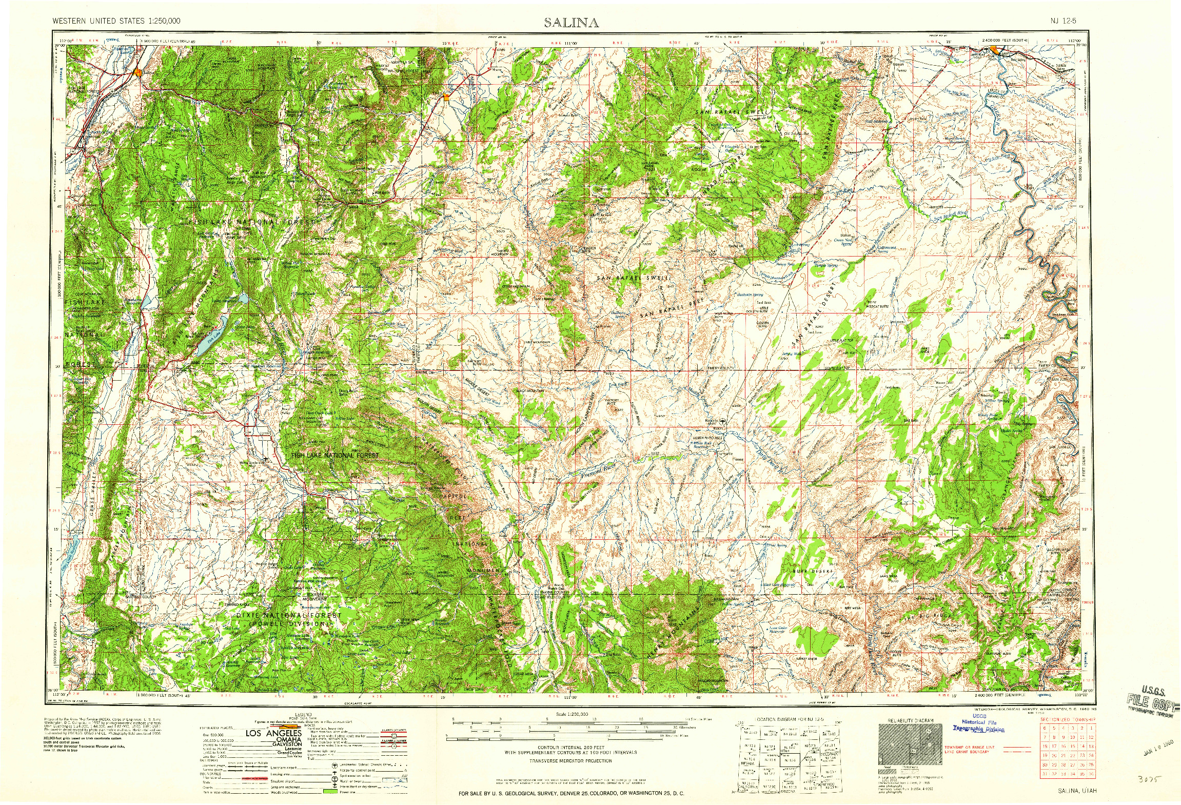 USGS 1:250000-SCALE QUADRANGLE FOR SALINA, UT 1960