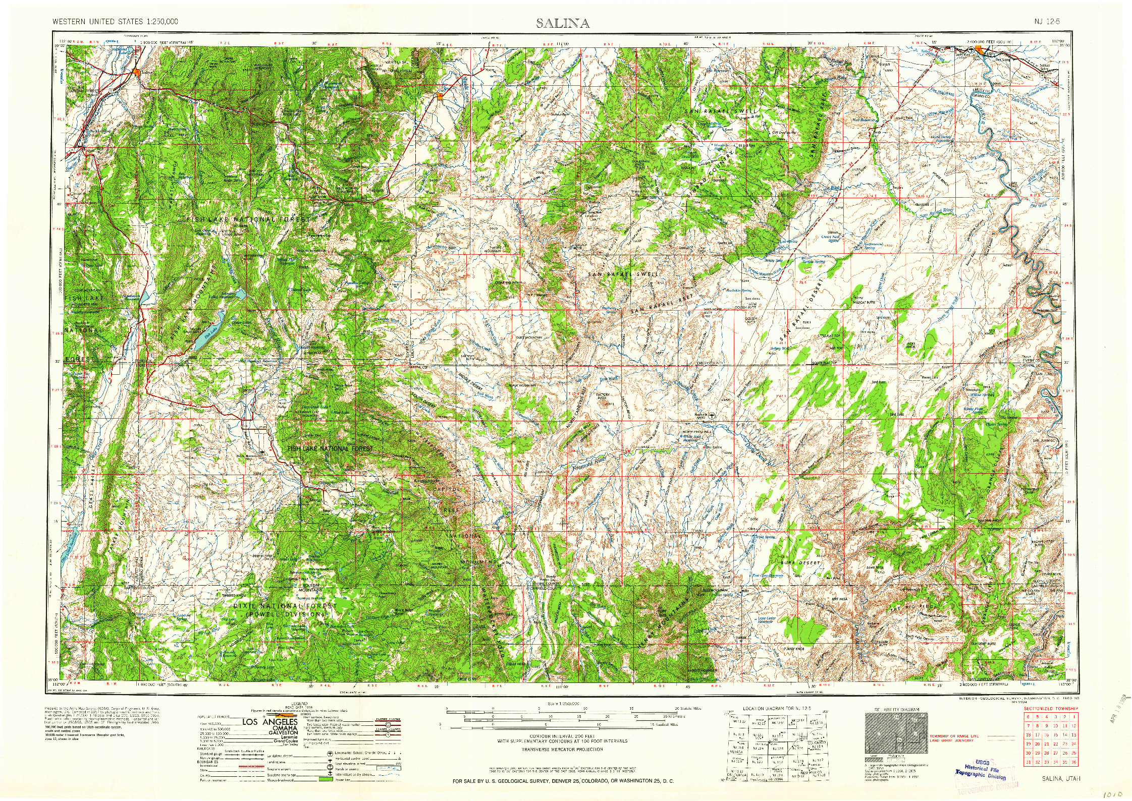 USGS 1:250000-SCALE QUADRANGLE FOR SALINA, UT 1960