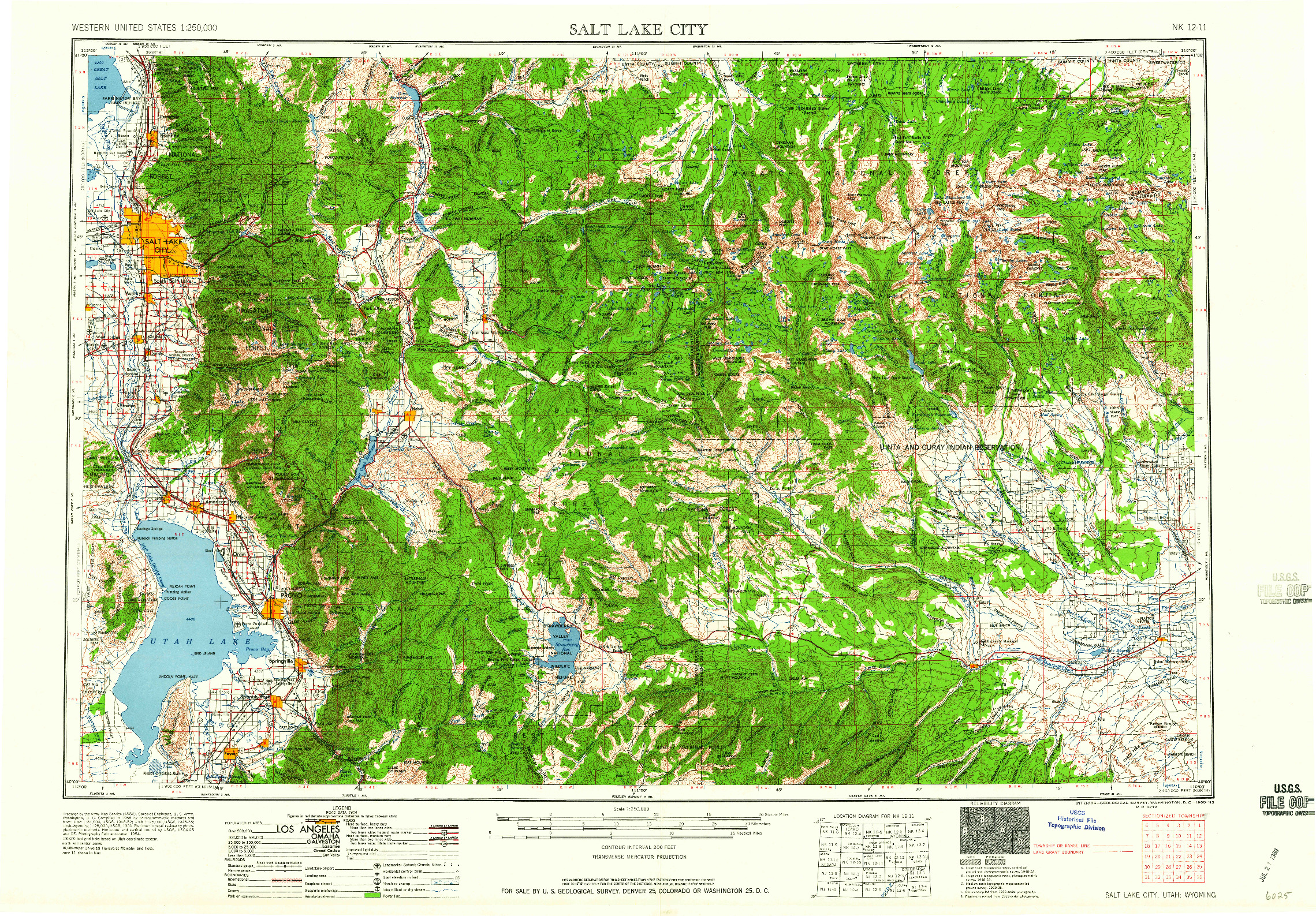 USGS 1:250000-SCALE QUADRANGLE FOR SALT LAKE CITY, UT 1960