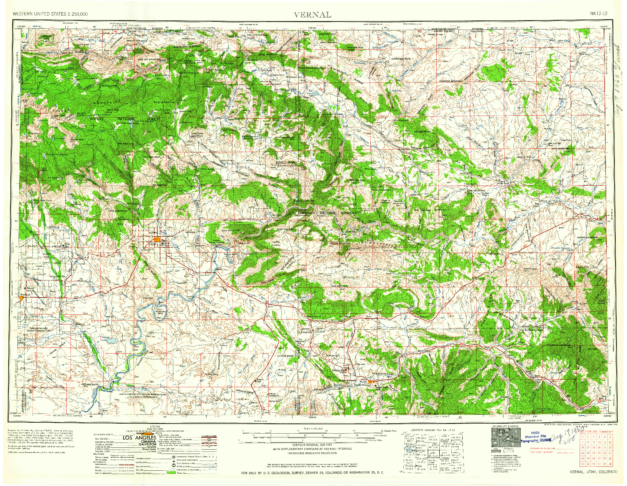 USGS 1:250000-SCALE QUADRANGLE FOR VERNAL, UT 1960