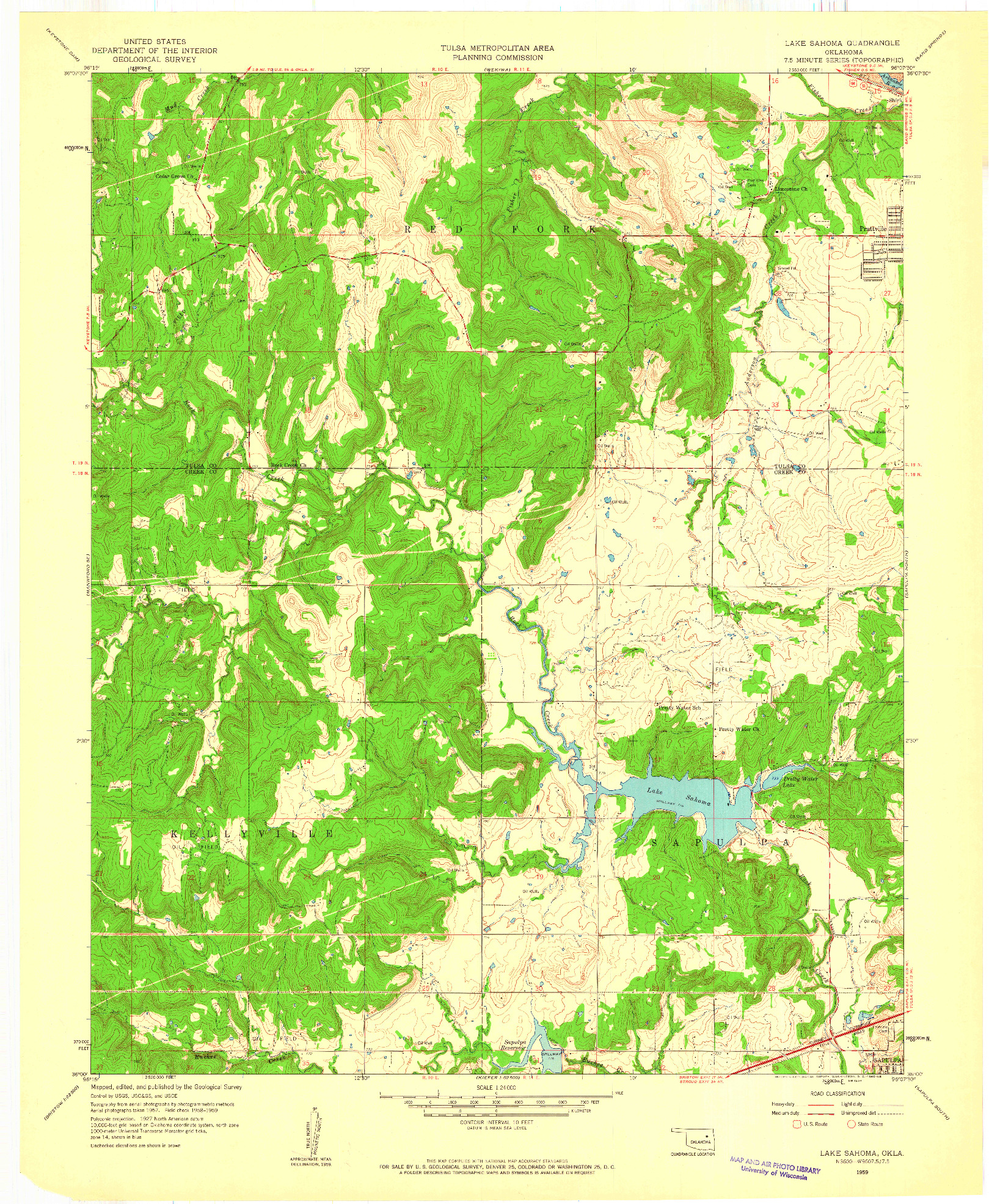 USGS 1:24000-SCALE QUADRANGLE FOR LAKE SAHOMA, OK 1959