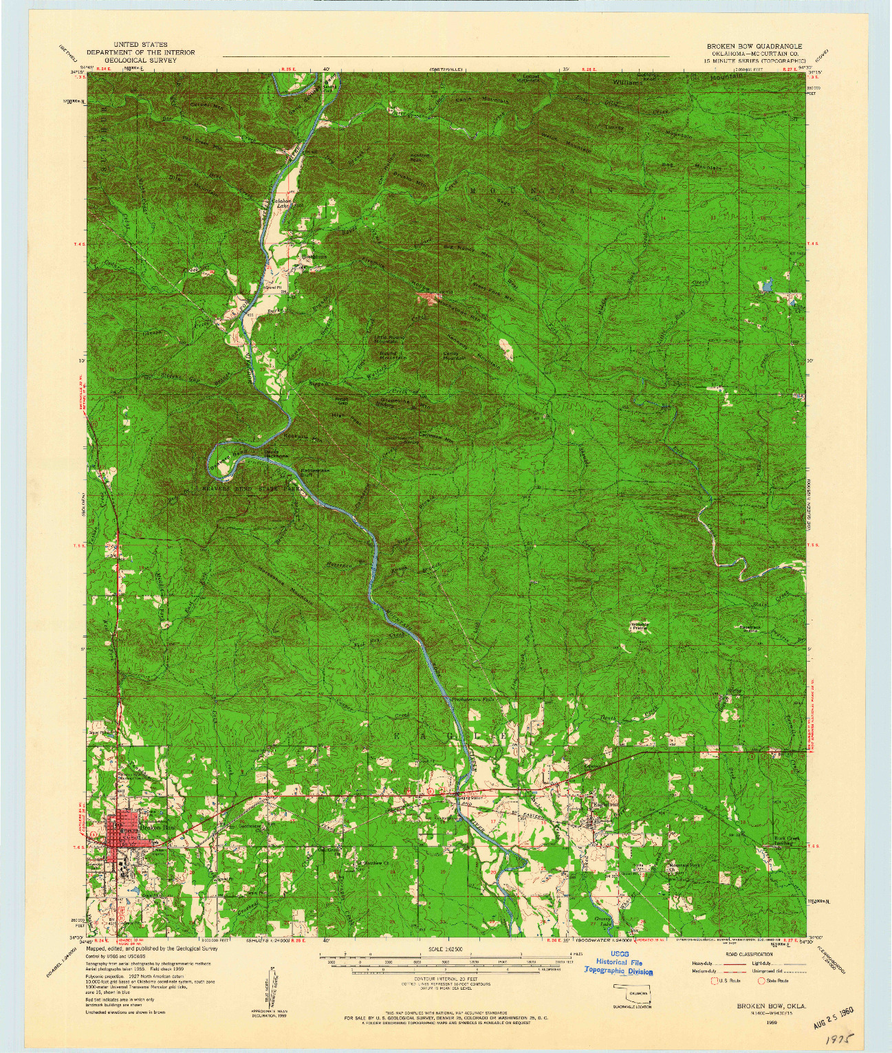 USGS 1:62500-SCALE QUADRANGLE FOR BROKEN BOW, OK 1959