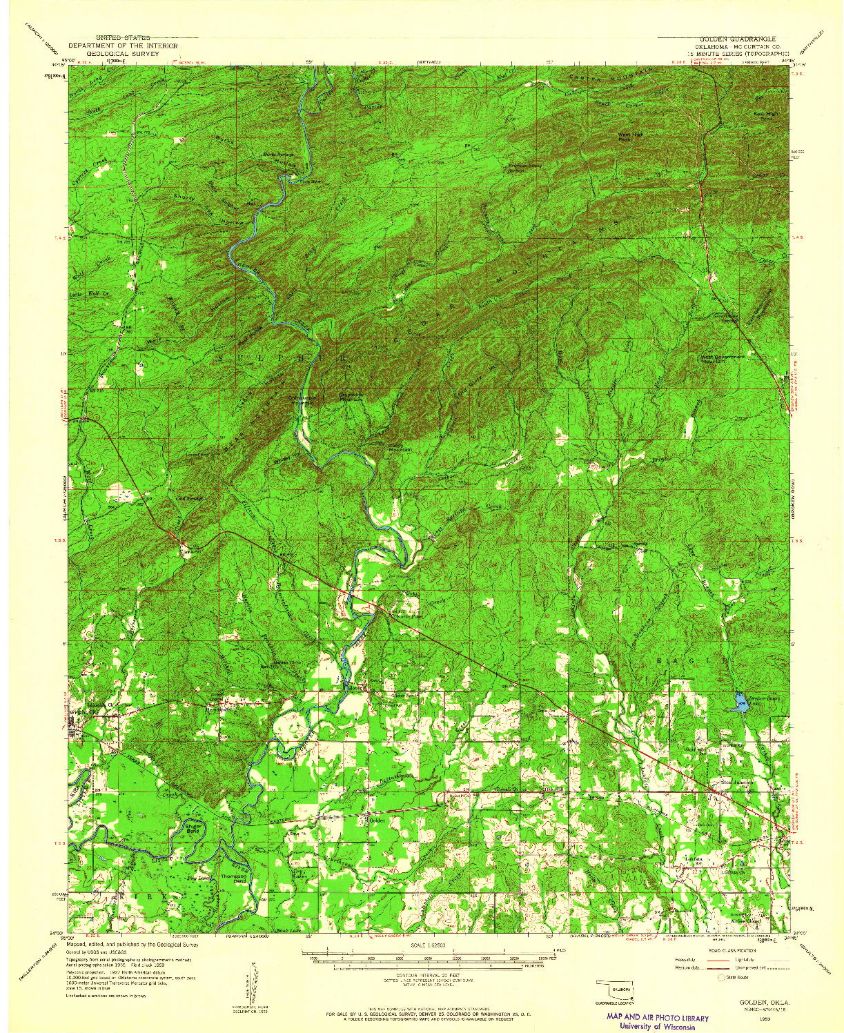 USGS 1:62500-SCALE QUADRANGLE FOR GOLDEN, OK 1959