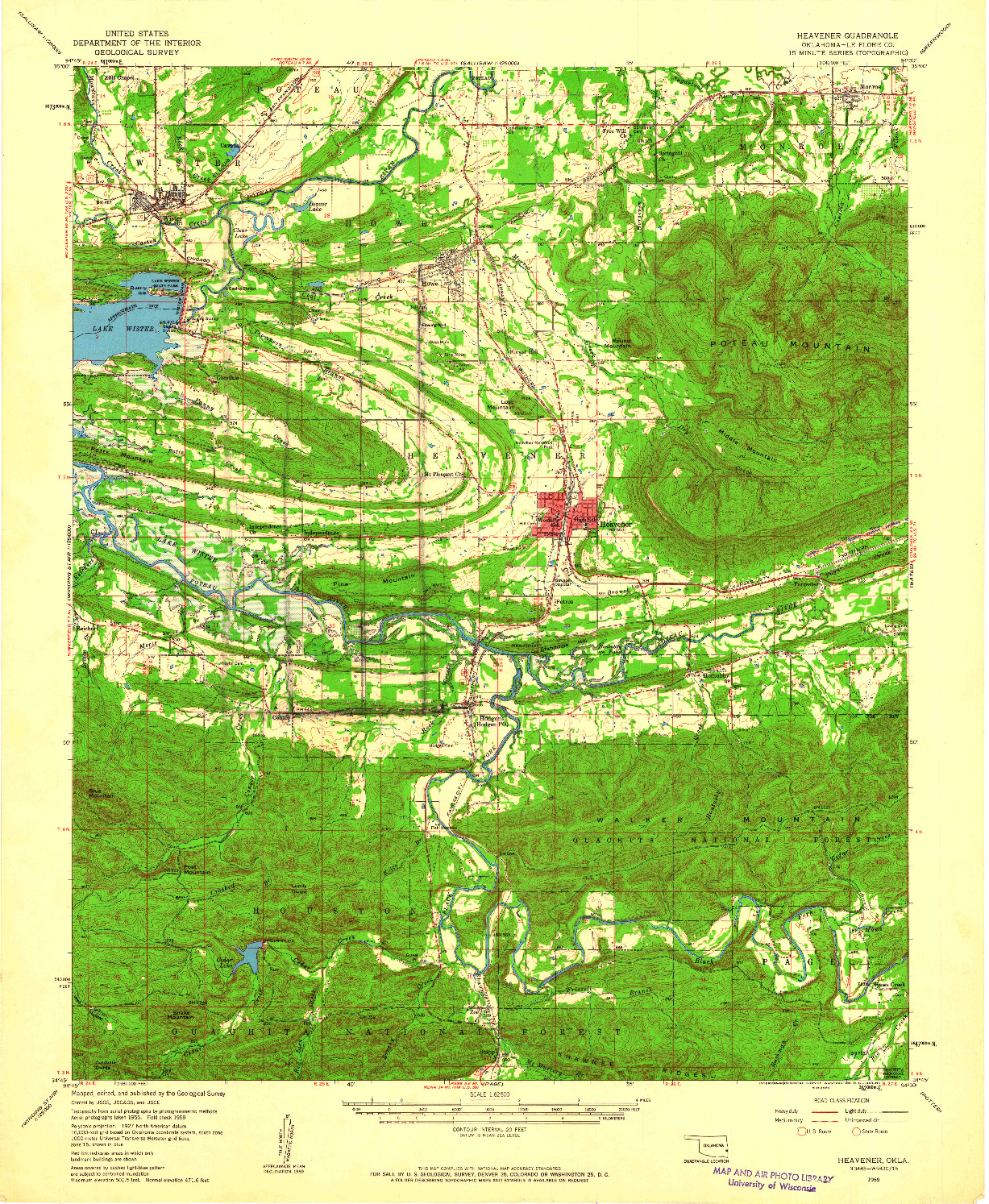 USGS 1:62500-SCALE QUADRANGLE FOR HEAVENER, OK 1959