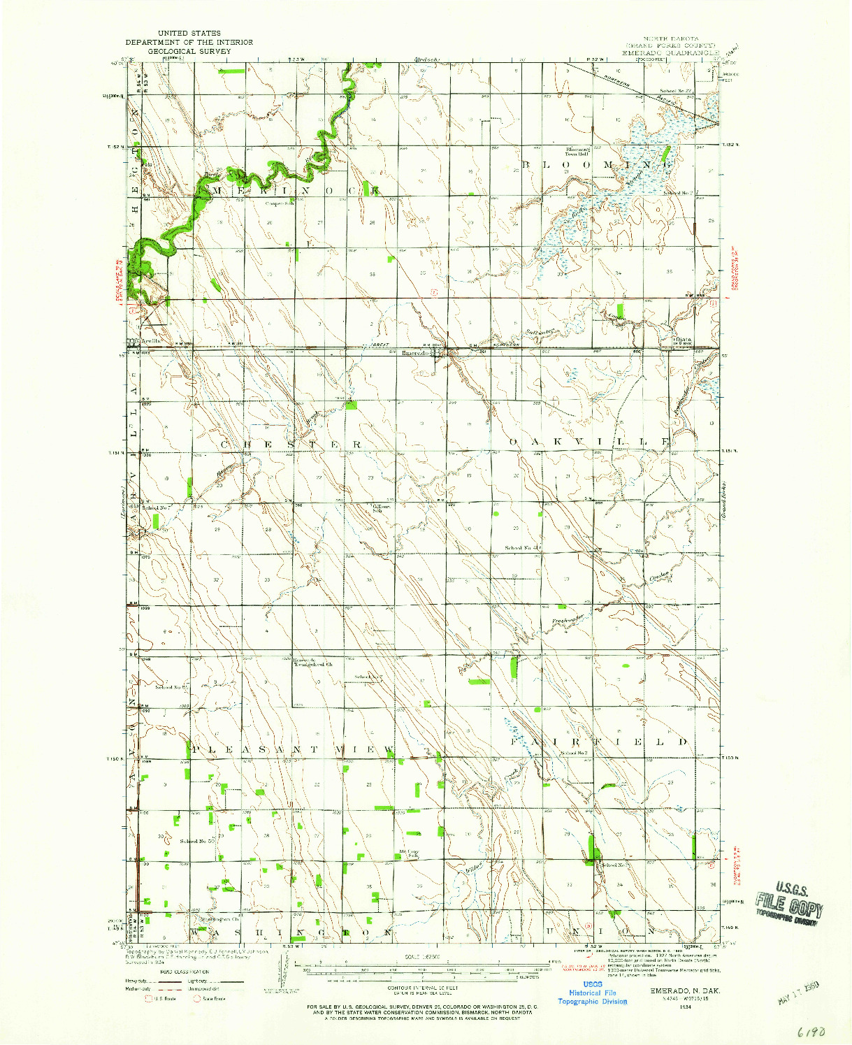 USGS 1:62500-SCALE QUADRANGLE FOR EMERADO, ND 1934