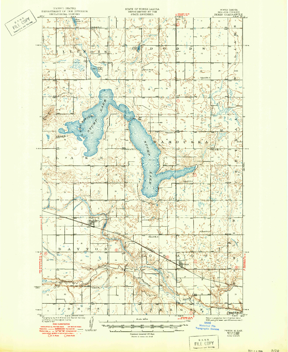 USGS 1:62500-SCALE QUADRANGLE FOR PEKIN, ND 1930