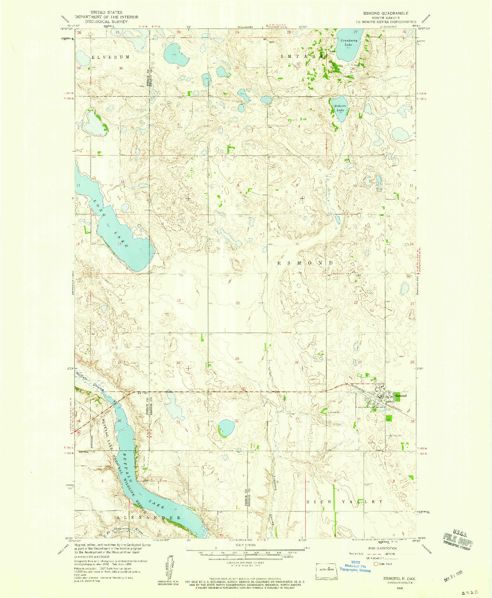 USGS 1:24000-SCALE QUADRANGLE FOR ESMOND, ND 1958
