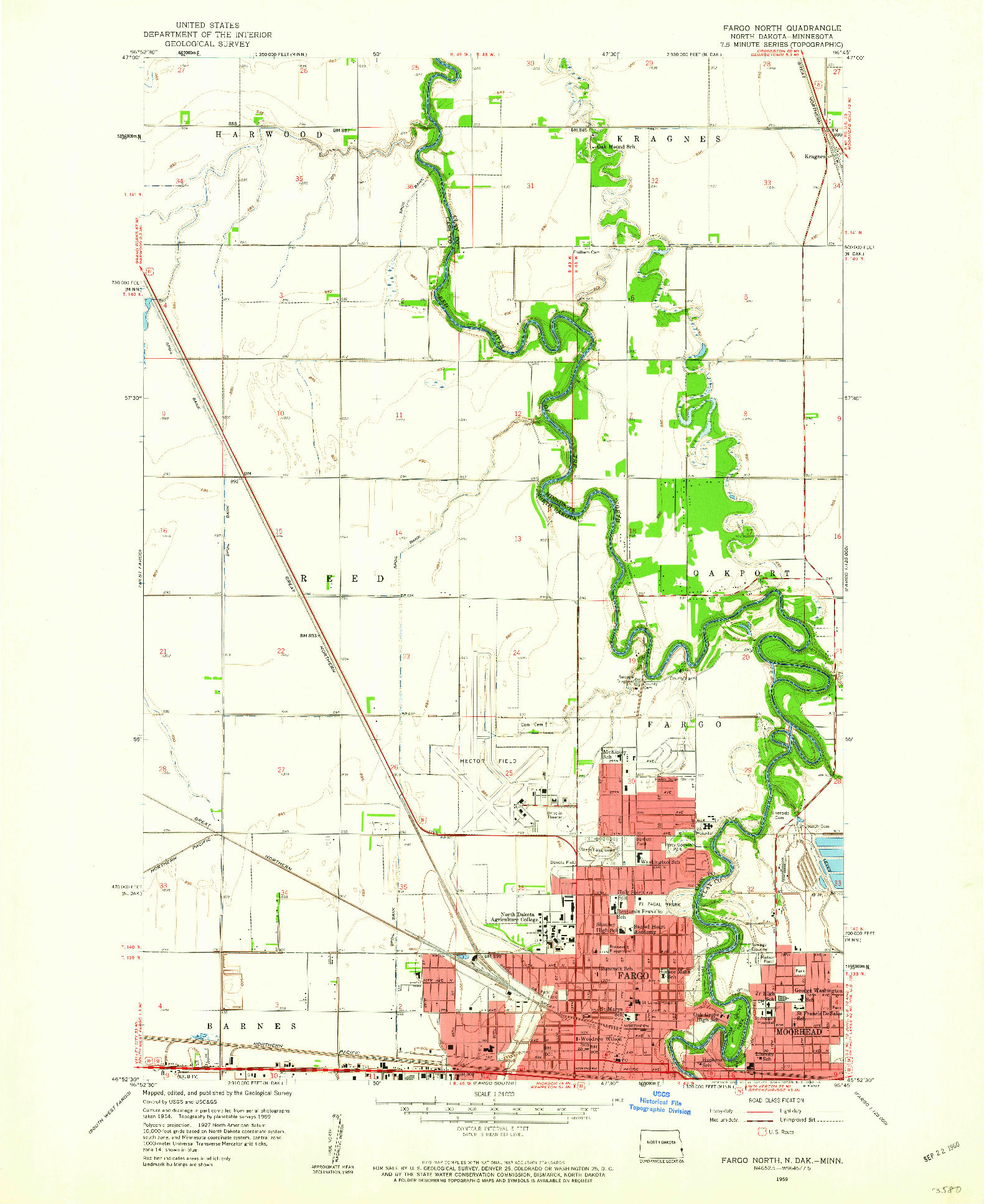 USGS 1:24000-SCALE QUADRANGLE FOR FARGO NORTH, ND 1959