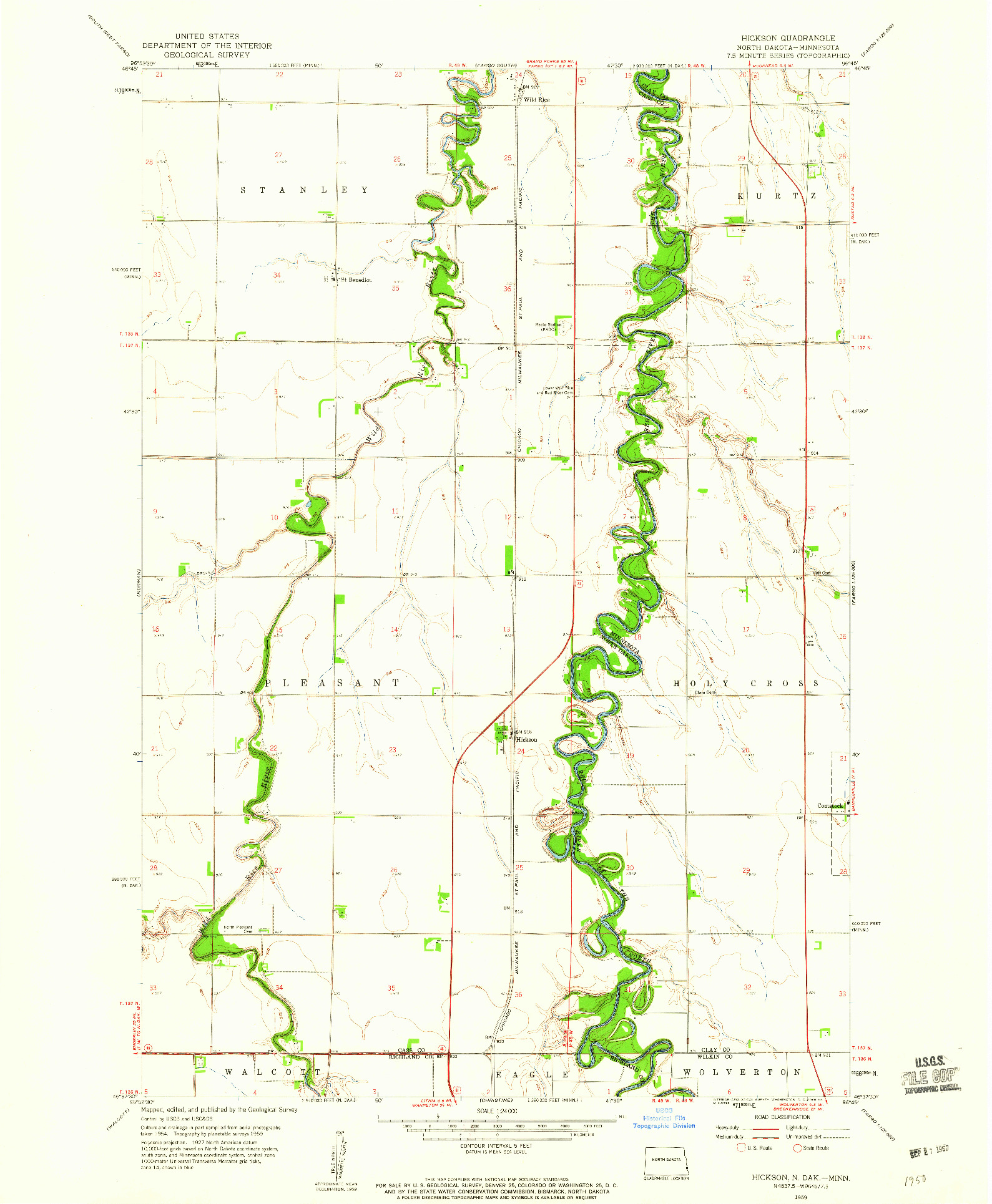 USGS 1:24000-SCALE QUADRANGLE FOR HICKSON, ND 1959