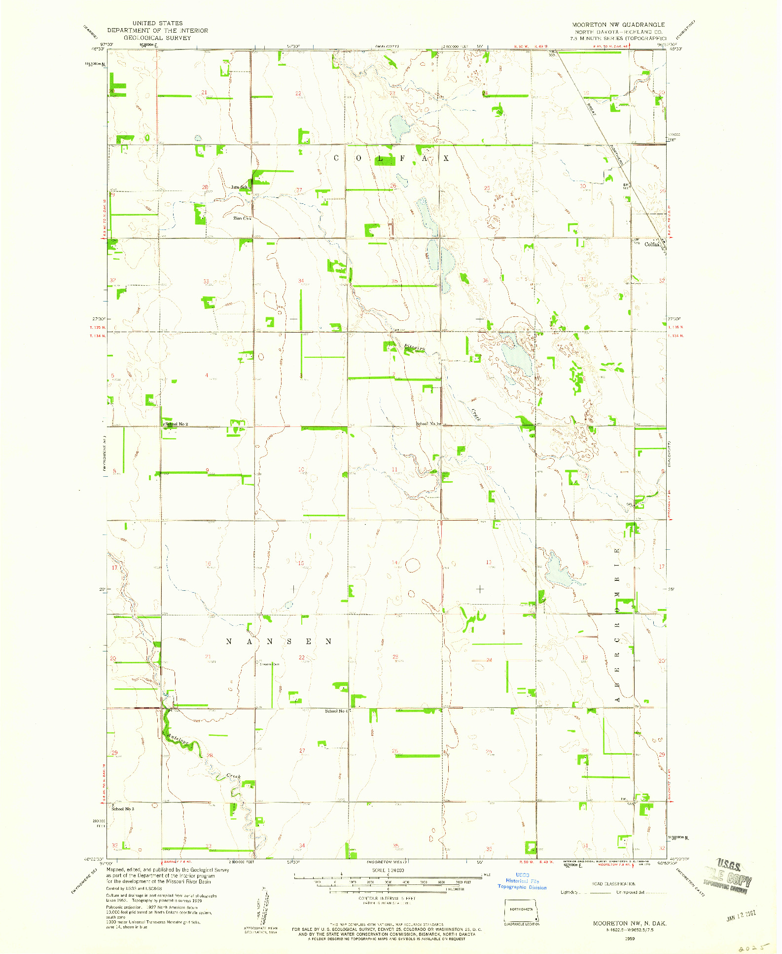 USGS 1:24000-SCALE QUADRANGLE FOR MOORETON NW, ND 1959