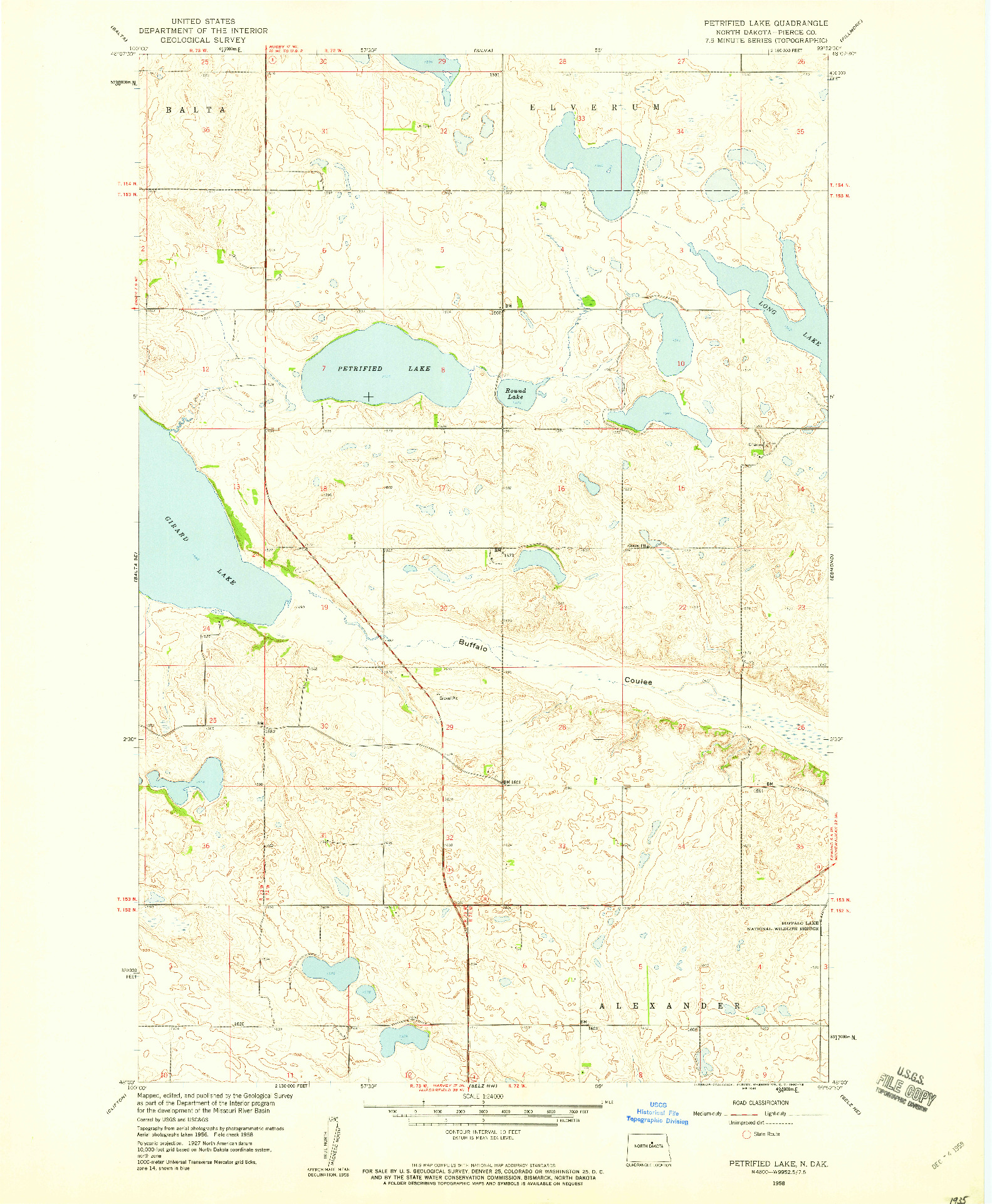 USGS 1:24000-SCALE QUADRANGLE FOR PETRIFIED LAKE, ND 1958