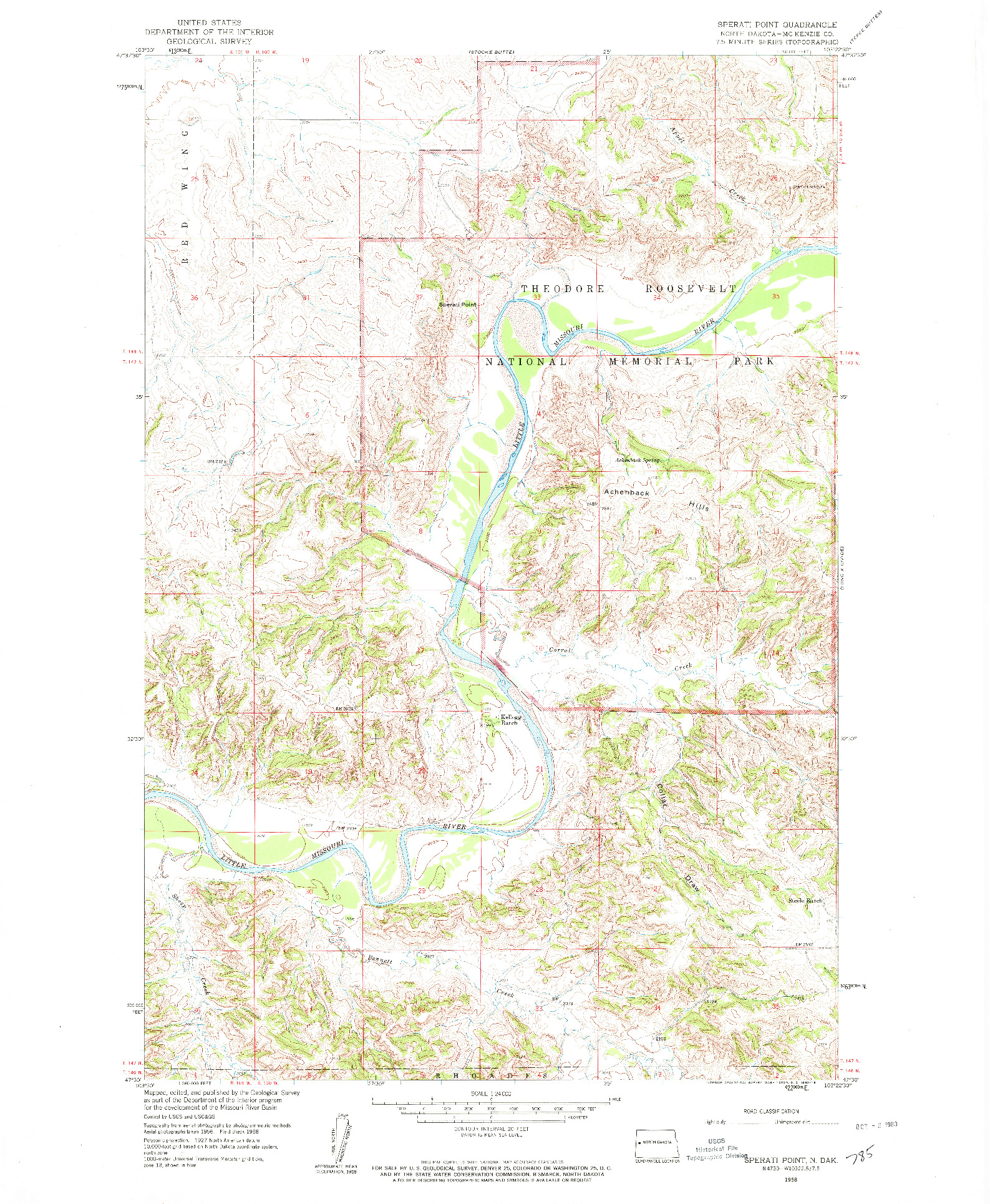 USGS 1:24000-SCALE QUADRANGLE FOR SPERATI POINT, ND 1958