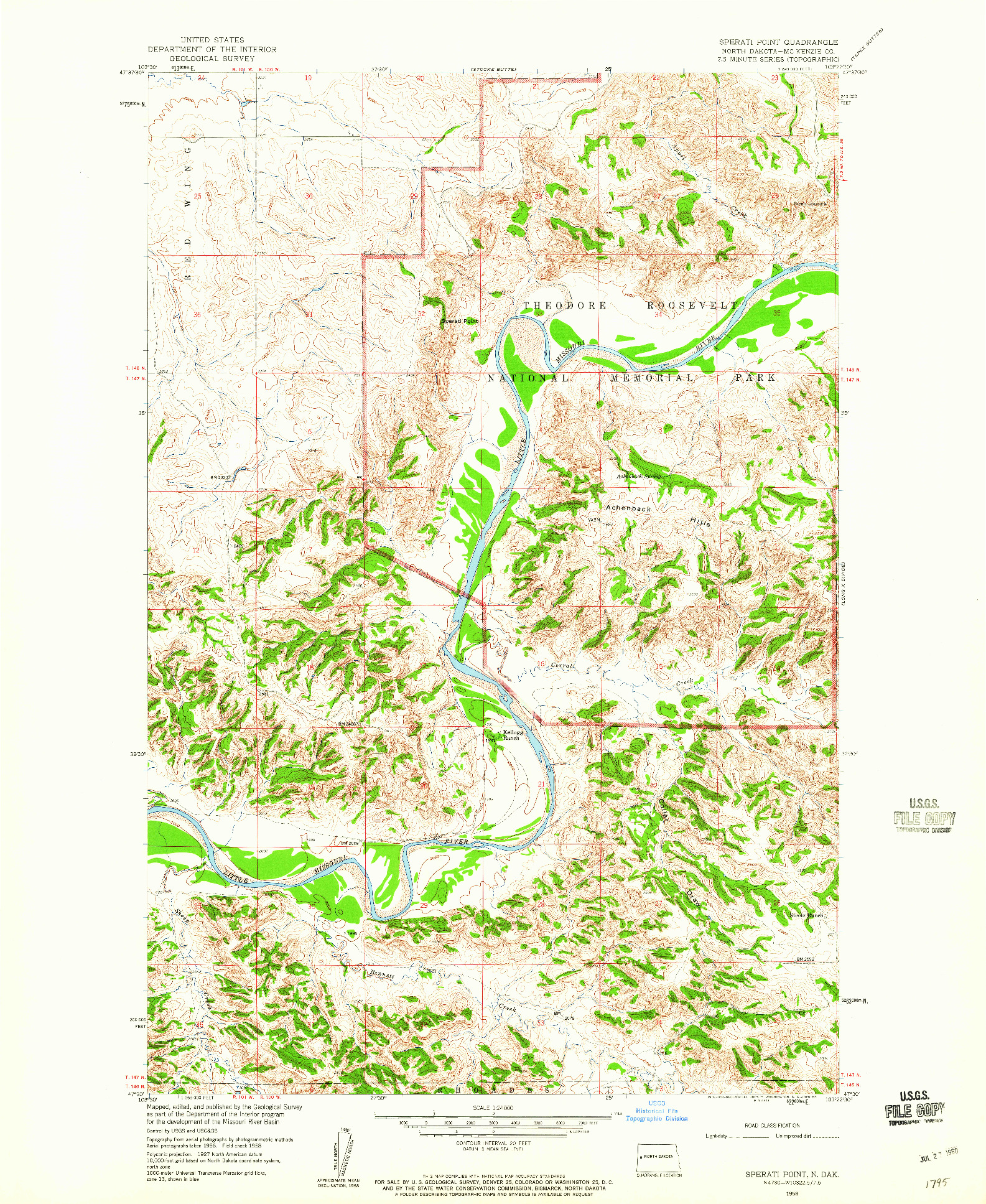 USGS 1:24000-SCALE QUADRANGLE FOR SPERATI POINT, ND 1958