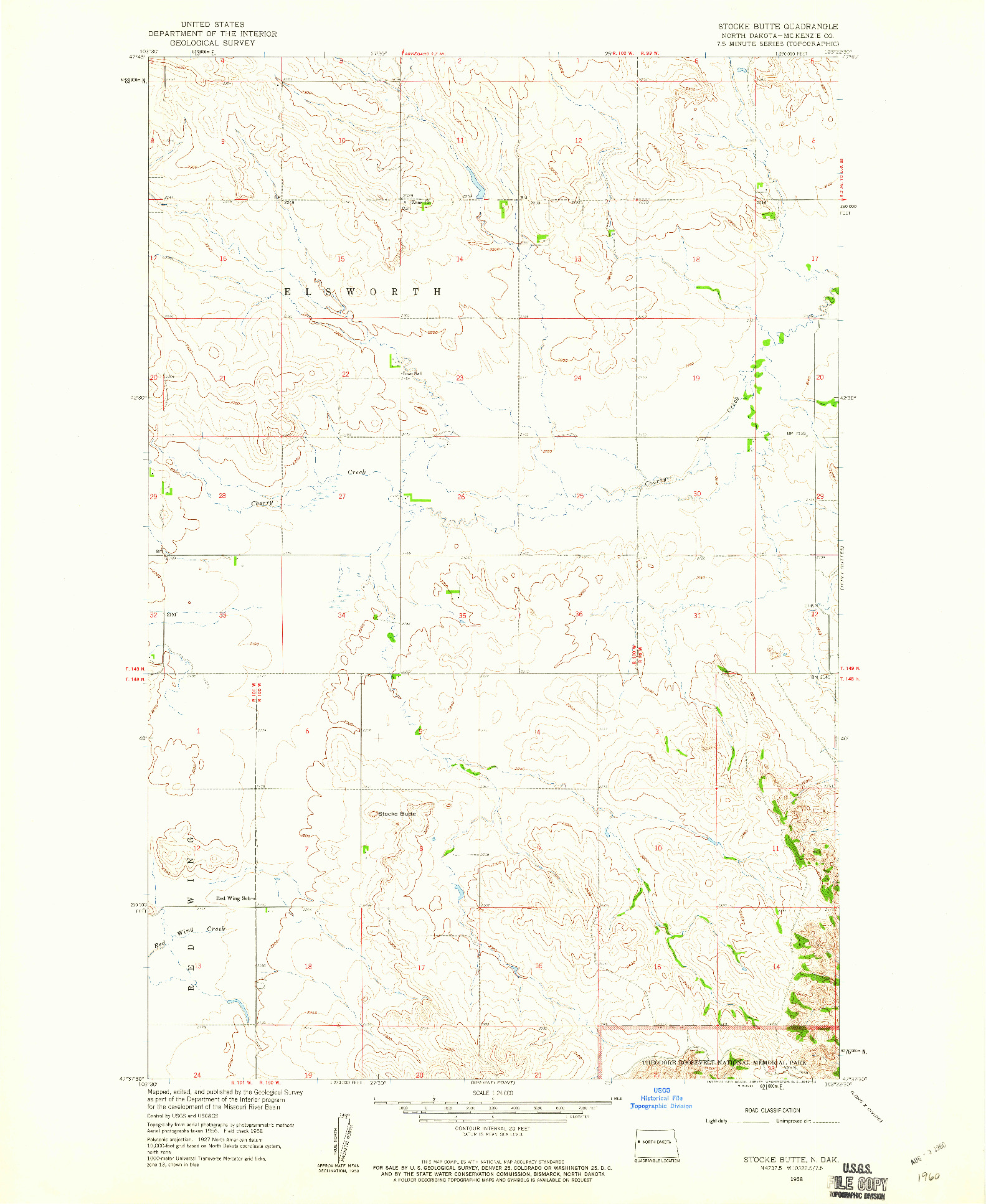USGS 1:24000-SCALE QUADRANGLE FOR STOCKE BUTTE, ND 1958