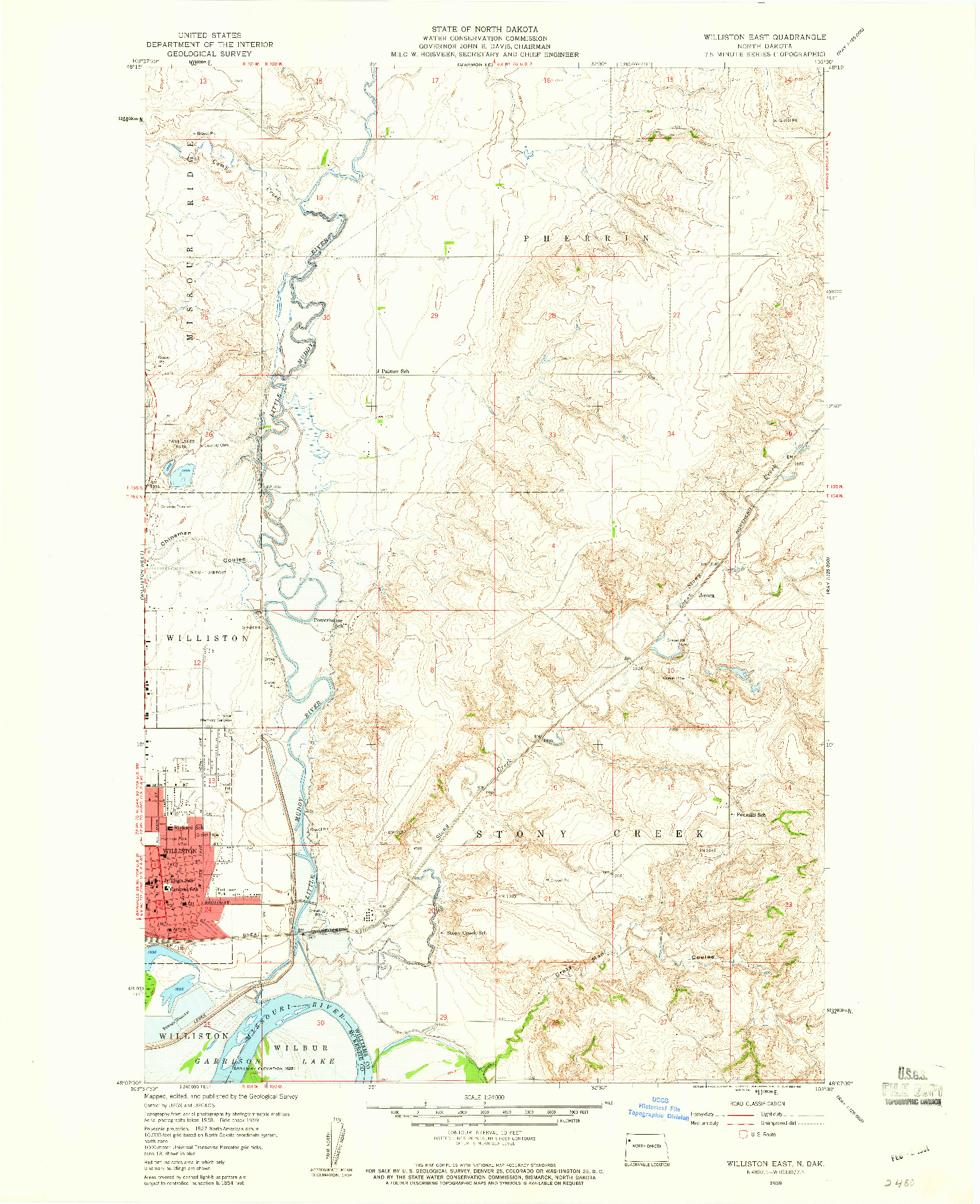 USGS 1:24000-SCALE QUADRANGLE FOR WILLISTON EAST, ND 1959