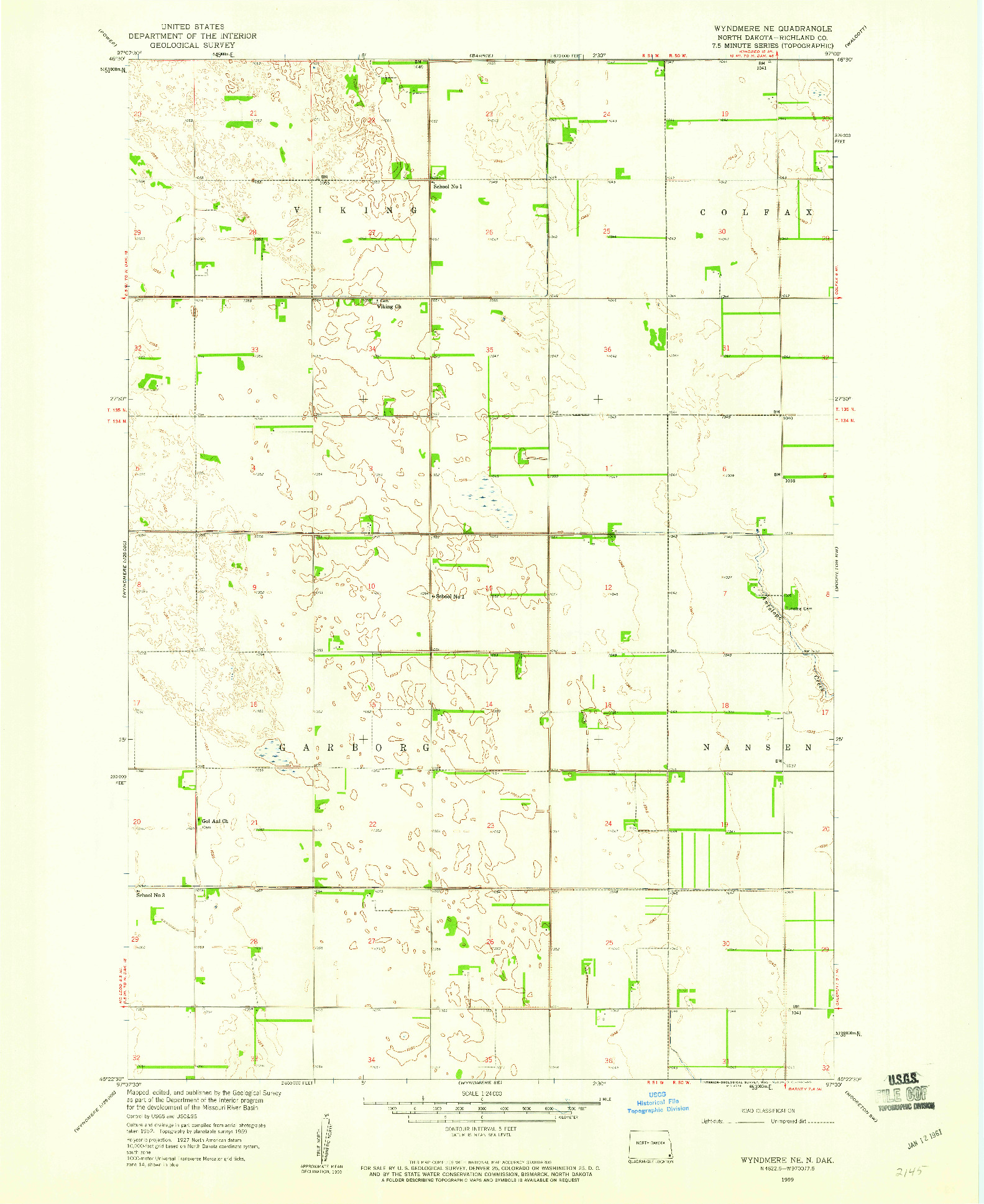 USGS 1:24000-SCALE QUADRANGLE FOR WYNDMERE NE, ND 1959