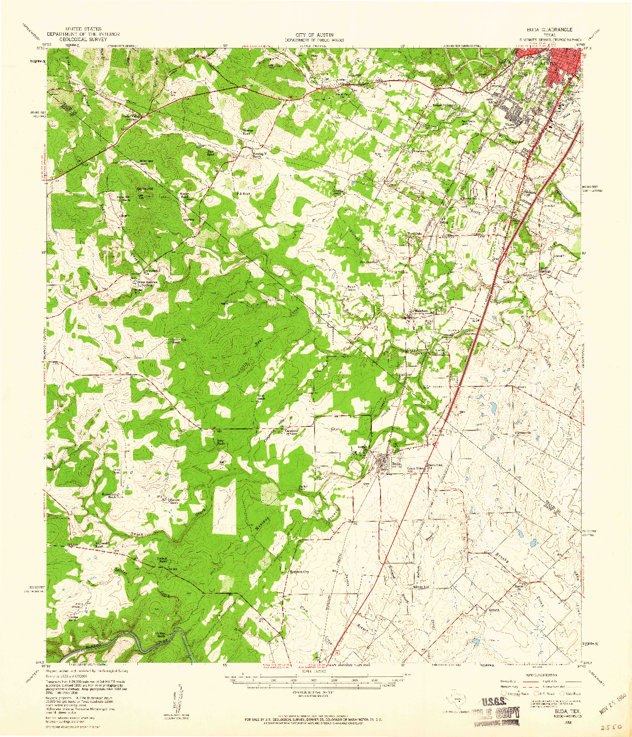 USGS 1:62500-SCALE QUADRANGLE FOR BUDA, TX 1958