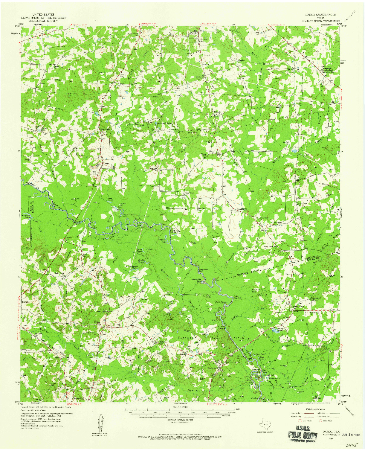 USGS 1:62500-SCALE QUADRANGLE FOR DARCO, TX 1958