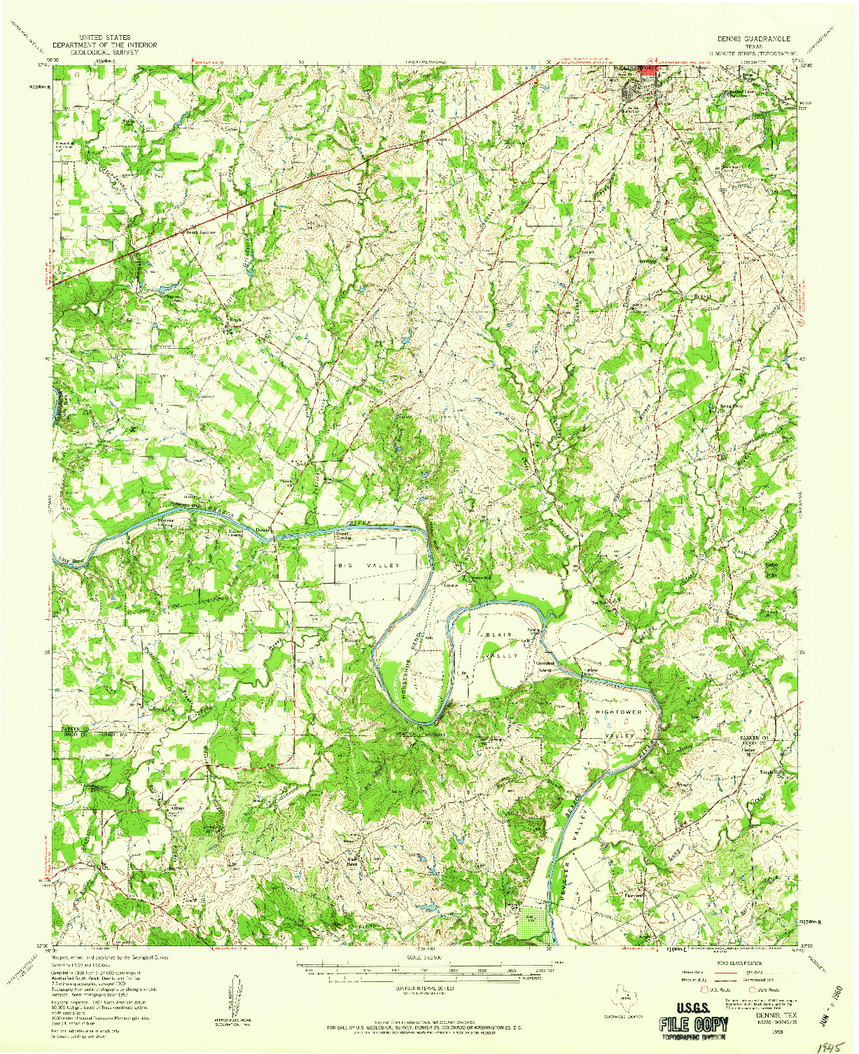 USGS 1:62500-SCALE QUADRANGLE FOR DENNIS, TX 1959