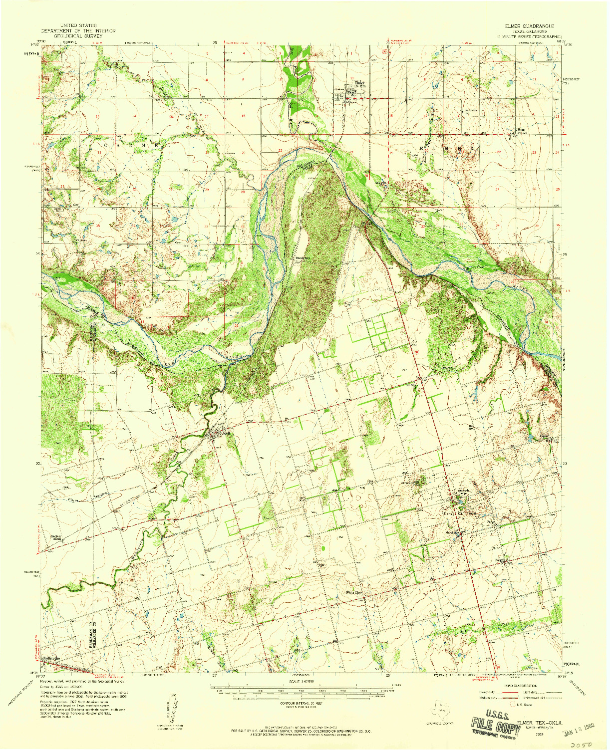 USGS 1:62500-SCALE QUADRANGLE FOR ELMER, TX 1958