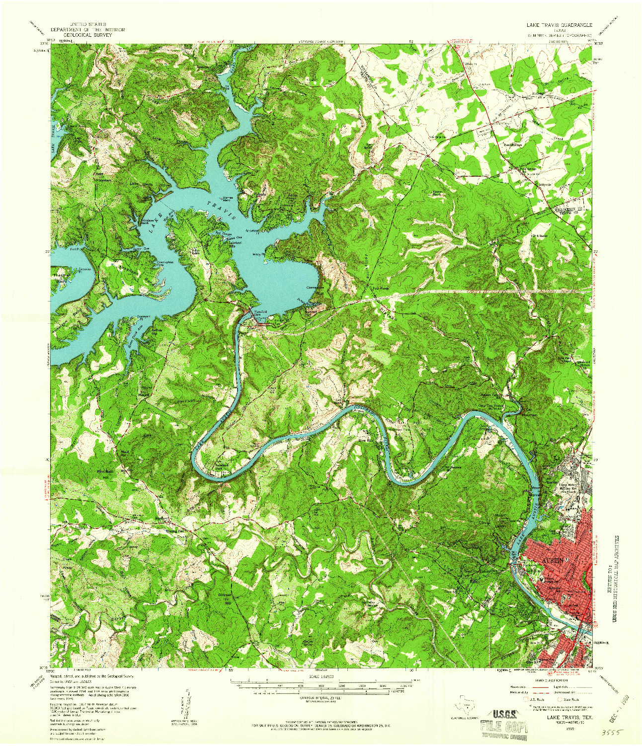 USGS 1:62500-SCALE QUADRANGLE FOR LAKE TRAVIS, TX 1959