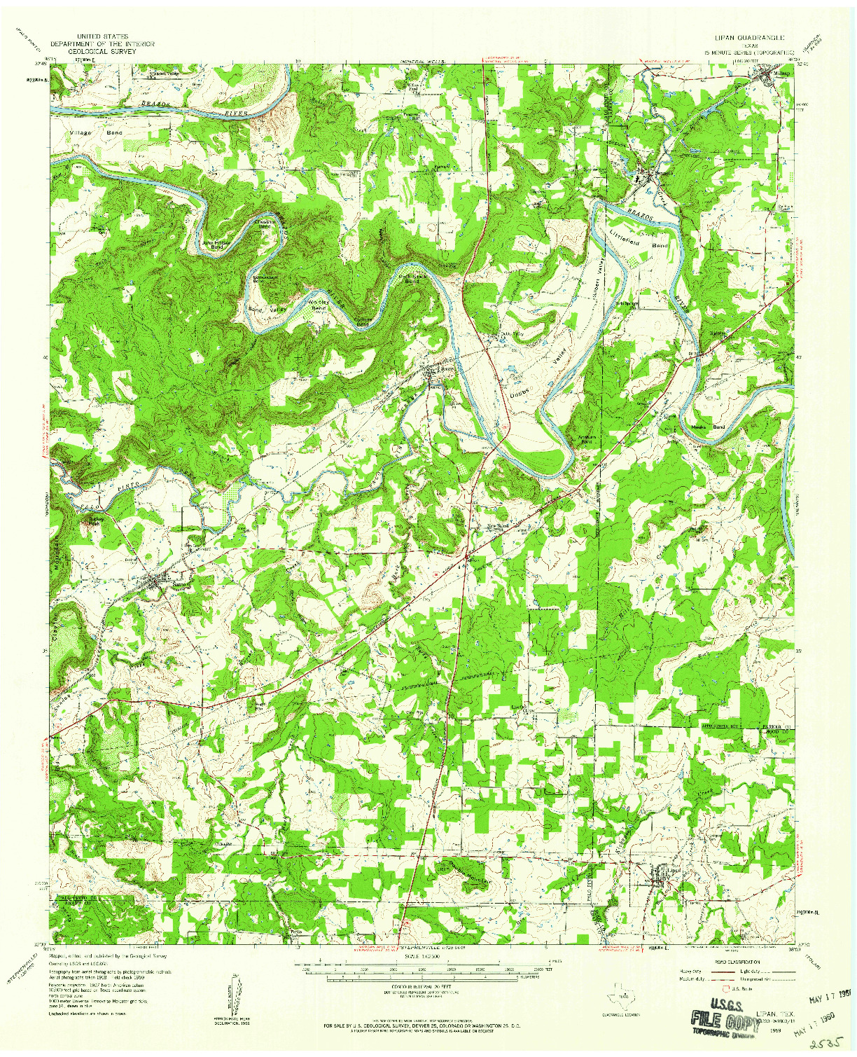 USGS 1:62500-SCALE QUADRANGLE FOR LIPAN, TX 1959