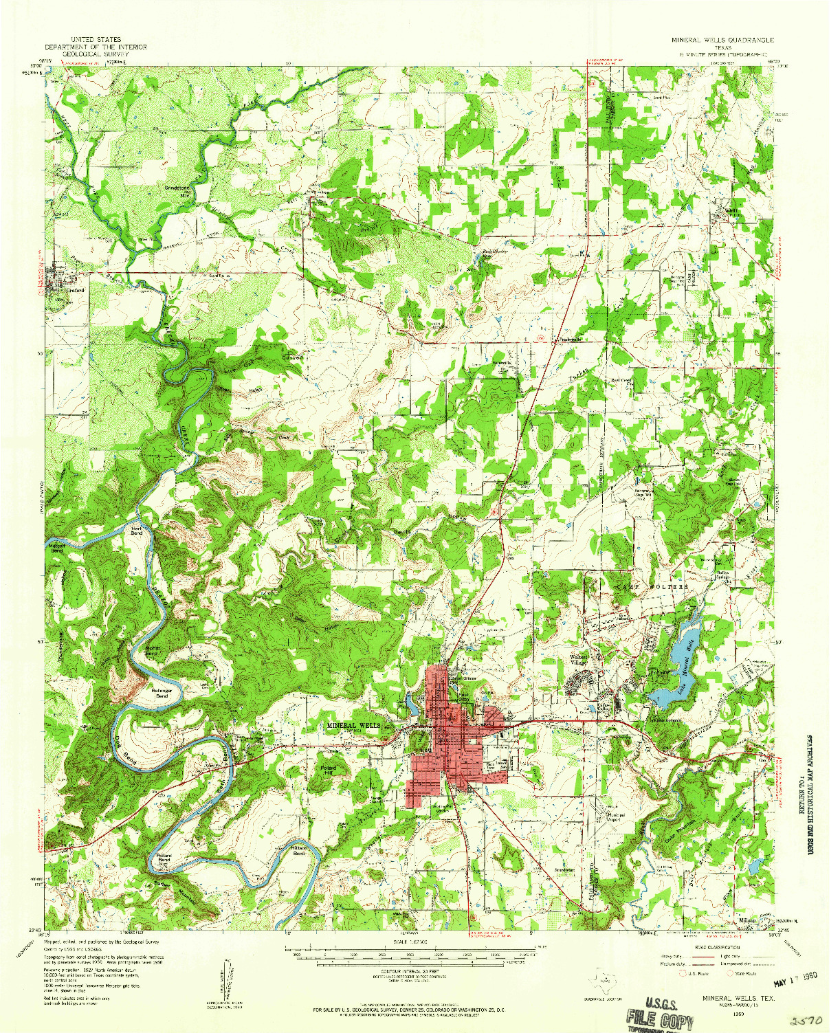 USGS 1:62500-SCALE QUADRANGLE FOR MINERAL WELLS, TX 1959