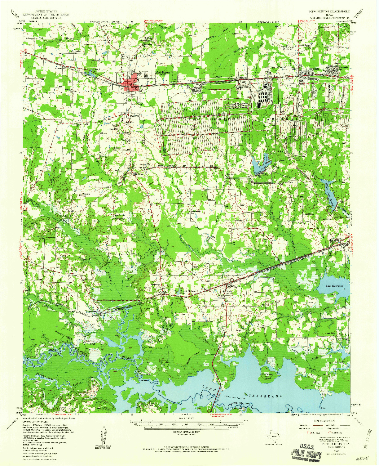USGS 1:62500-SCALE QUADRANGLE FOR NEW BOSTON, TX 1955
